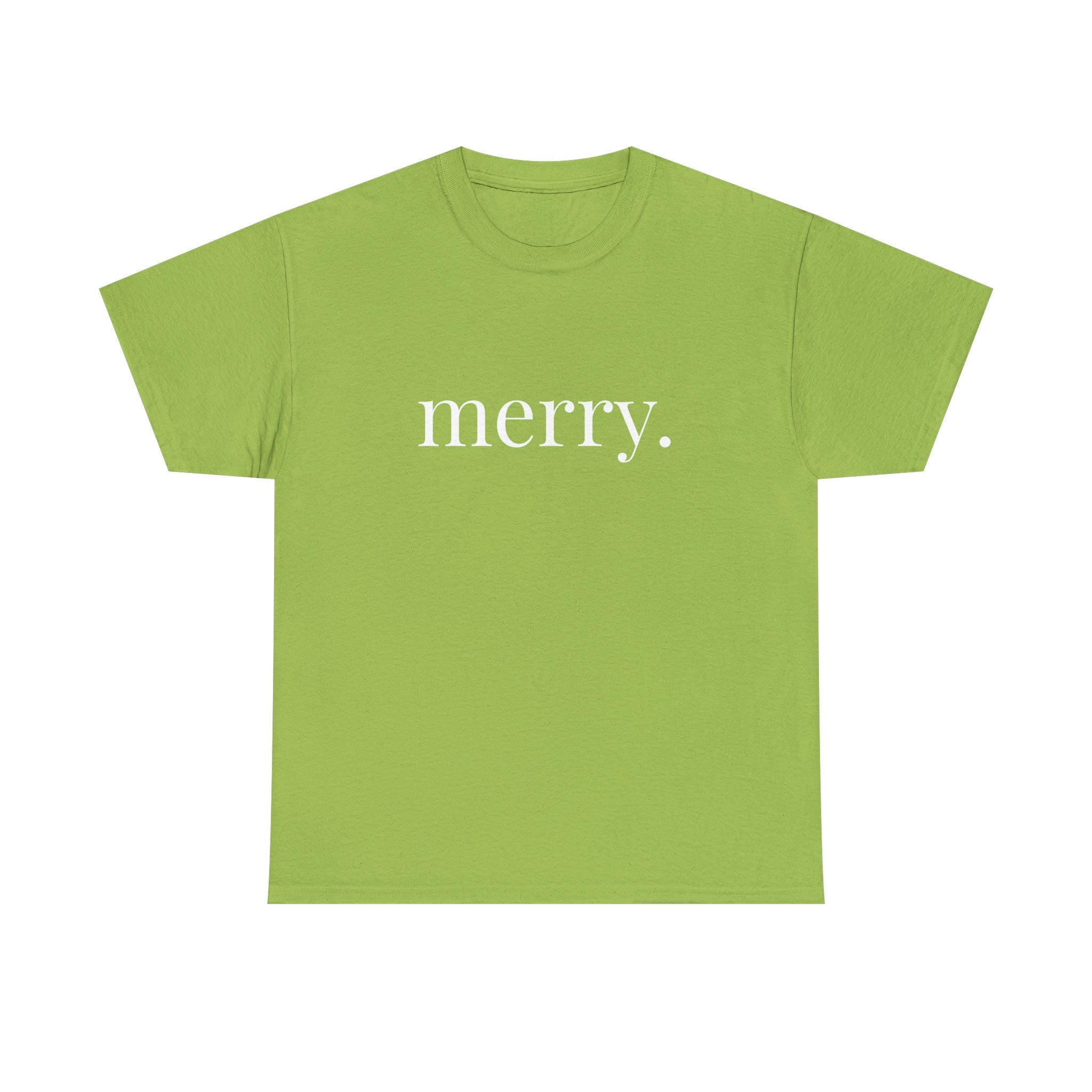Merry. Heavy Cotton T-Shirt in Greens and Reds