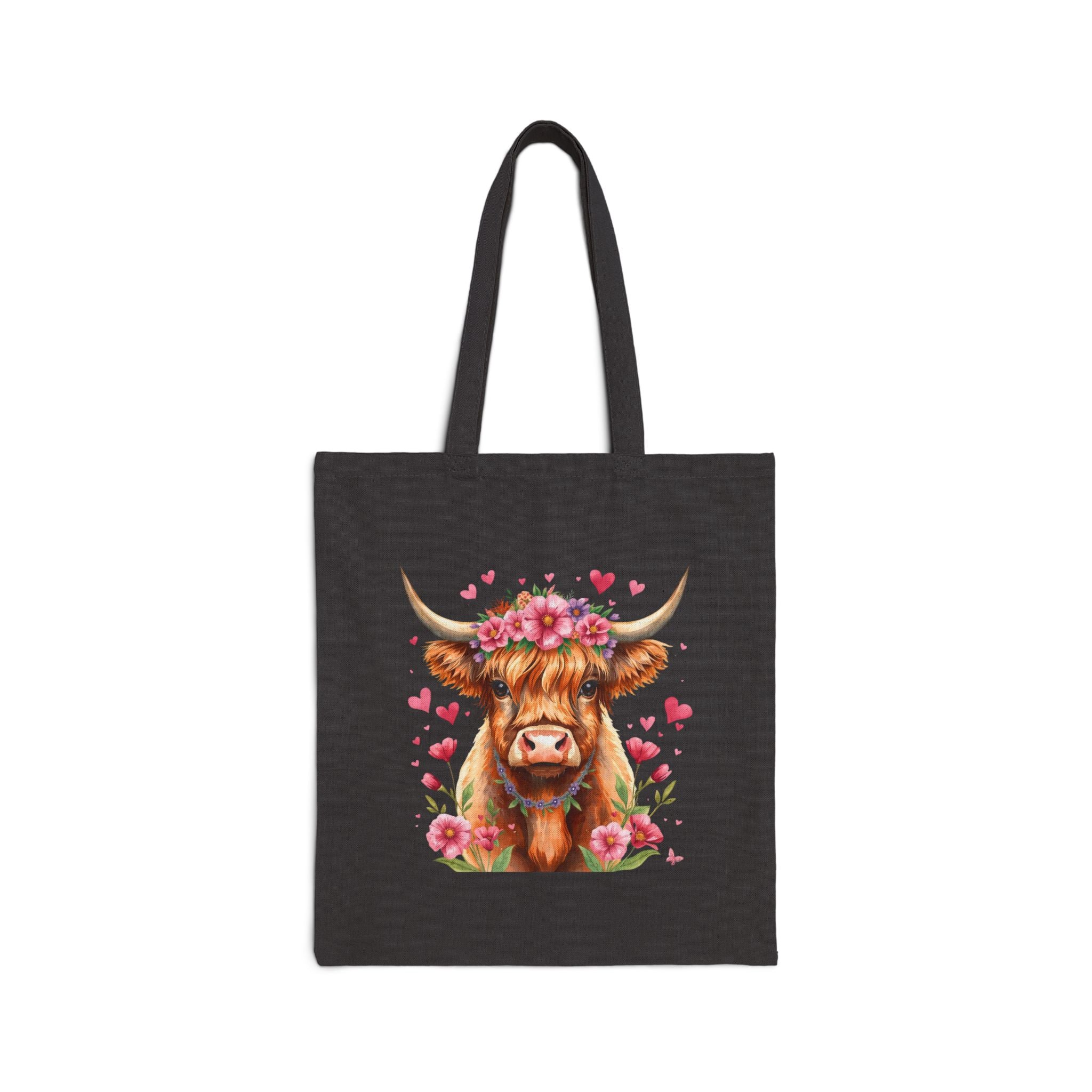 Highland Cow Floral Tote Bag