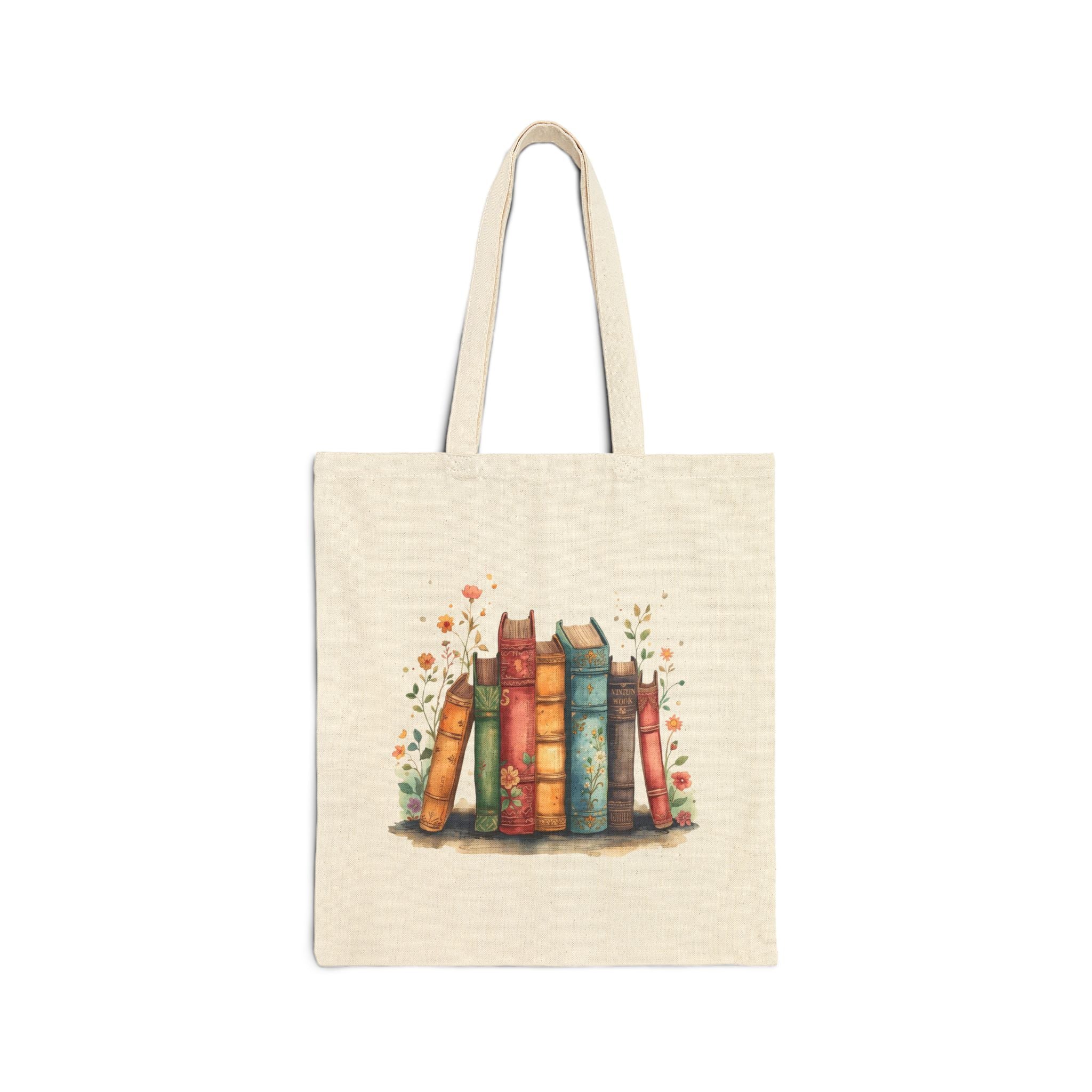 Canvas Tote Bag - Watercolor Vintage Book Design