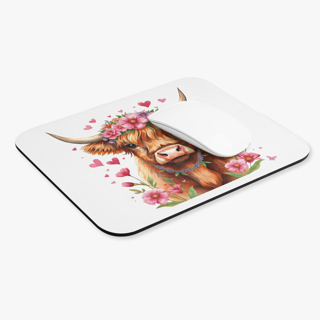 Highland Cow Floral Mouse Pad