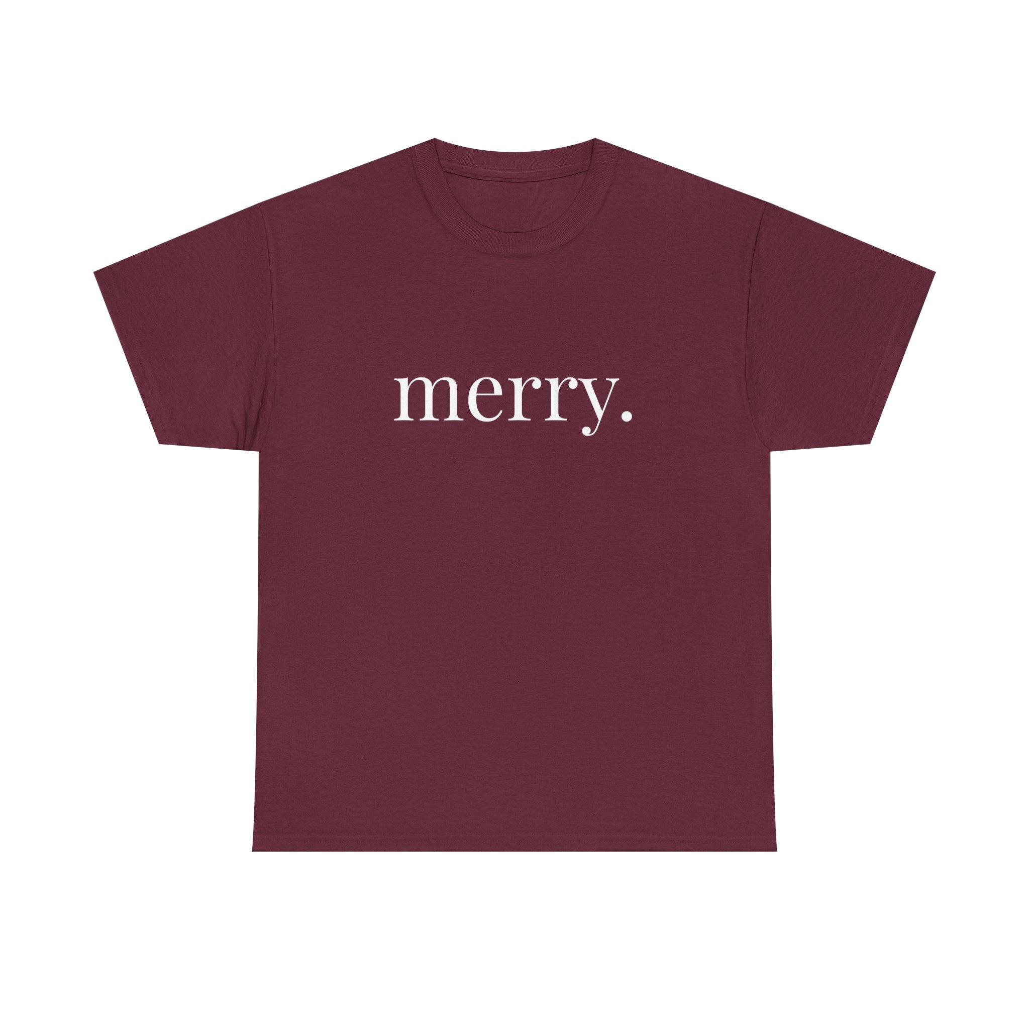 Merry. Heavy Cotton T-Shirt in Greens and Reds