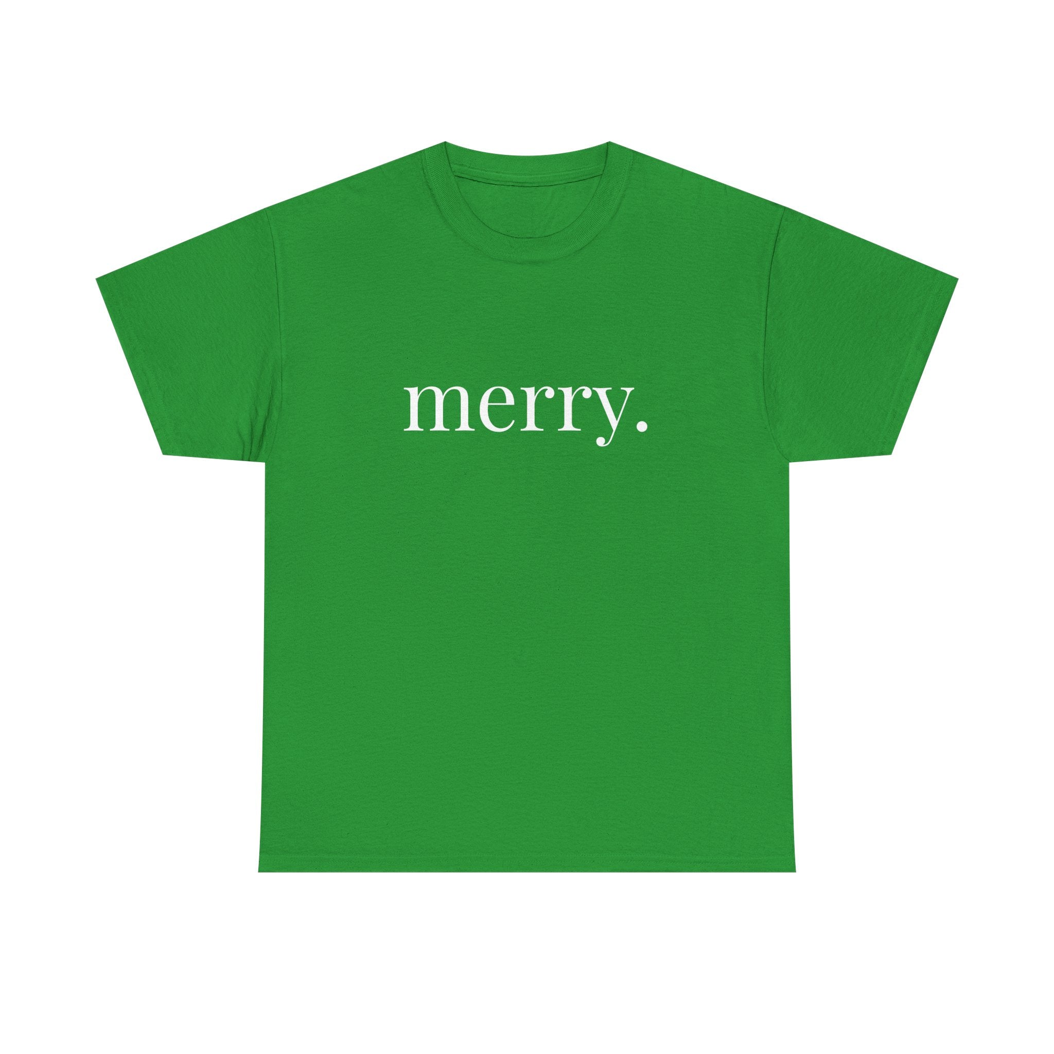 Merry. Heavy Cotton T-Shirt in Greens and Reds