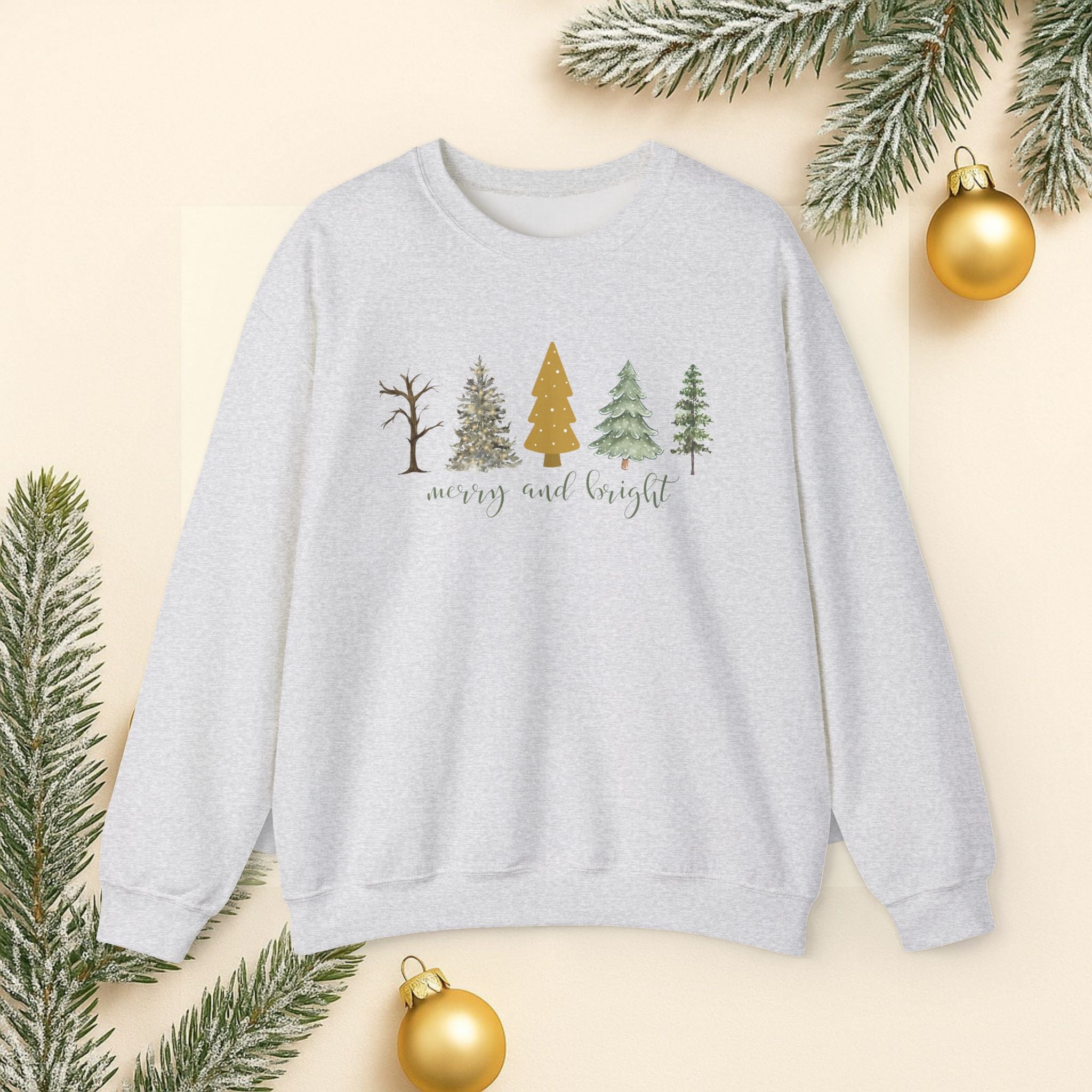 Festive Trees Crewneck Sweatshirt - Cozy Holiday Apparel