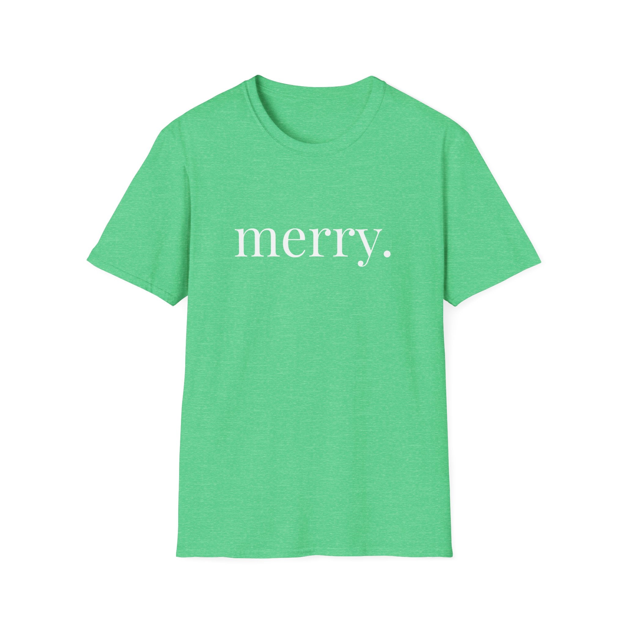 Merry. Soft Cotton T-shirt in Holiday Greens and Reds