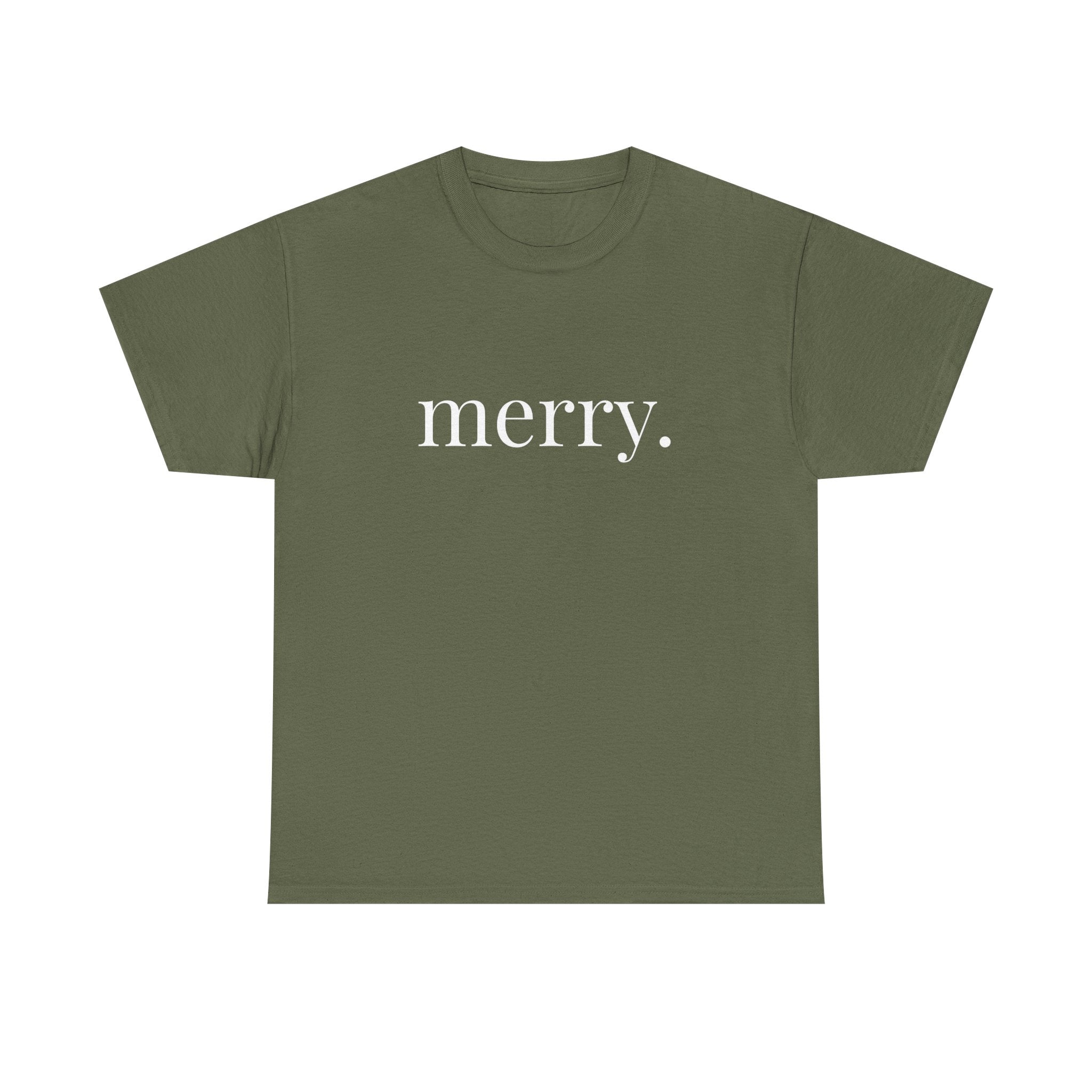 Merry. Heavy Cotton T-Shirt in Greens and Reds