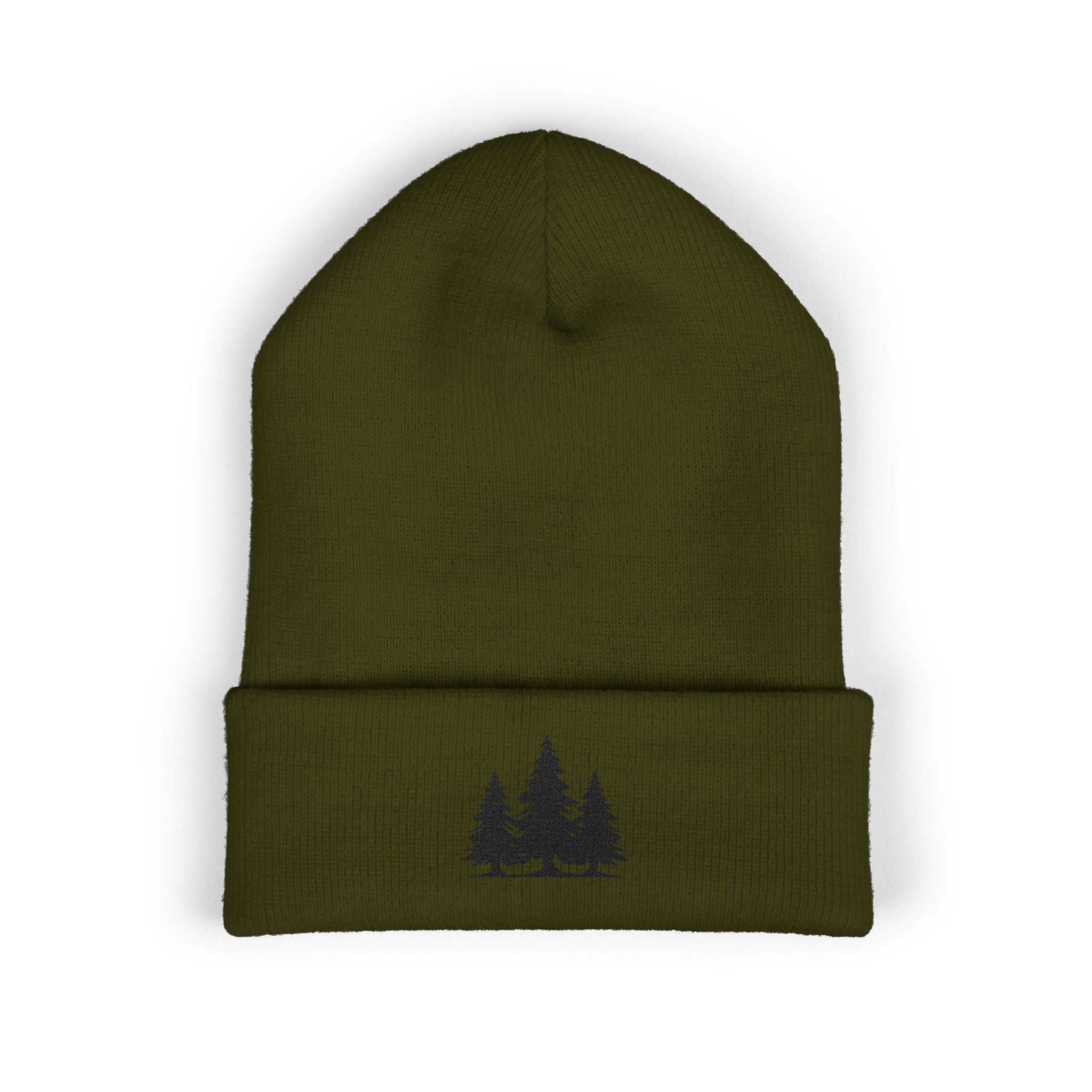 Embroidered Classic Cuffed Beanie with Black Trees