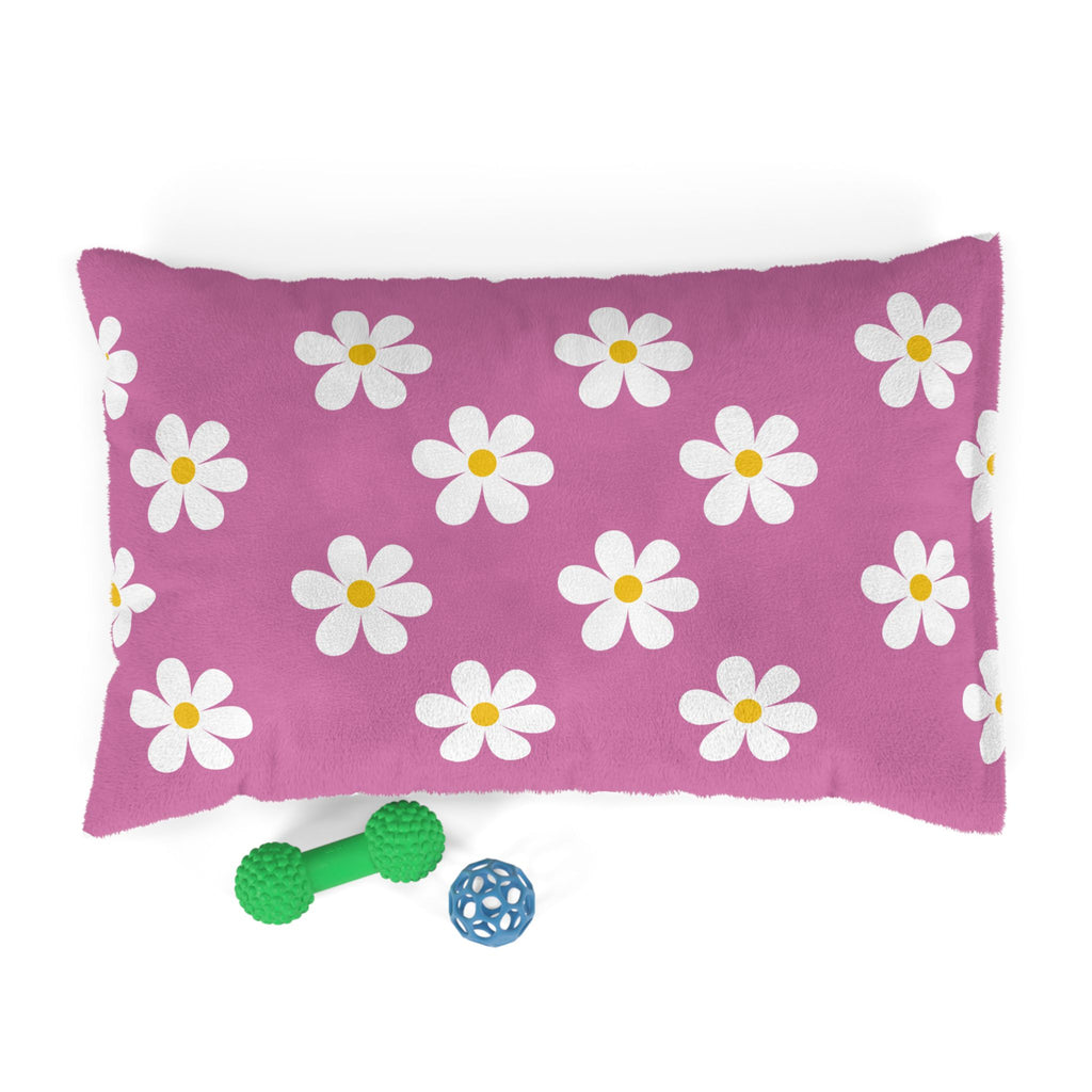 Floral Daisy Pink Pet Bed — Soft Cozy Cushion for Small Dogs & Cats