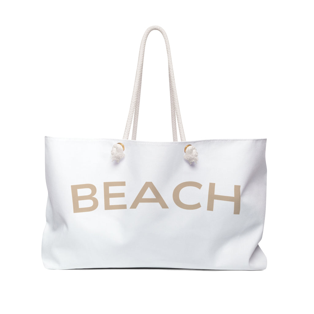 Beach Weekender Bag – Large White Beach Tote with Rope Handles