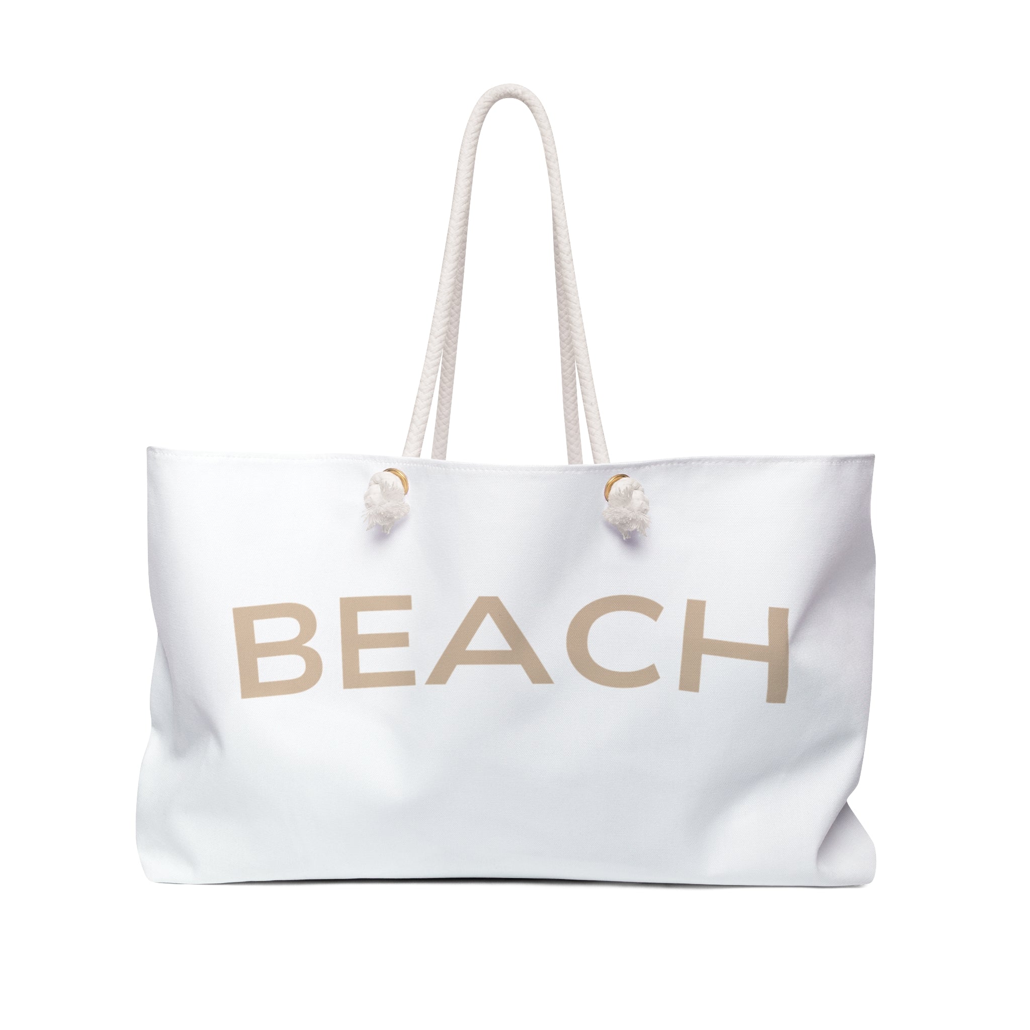 Beach Weekender Bag – Large White Beach Tote with Rope Handles