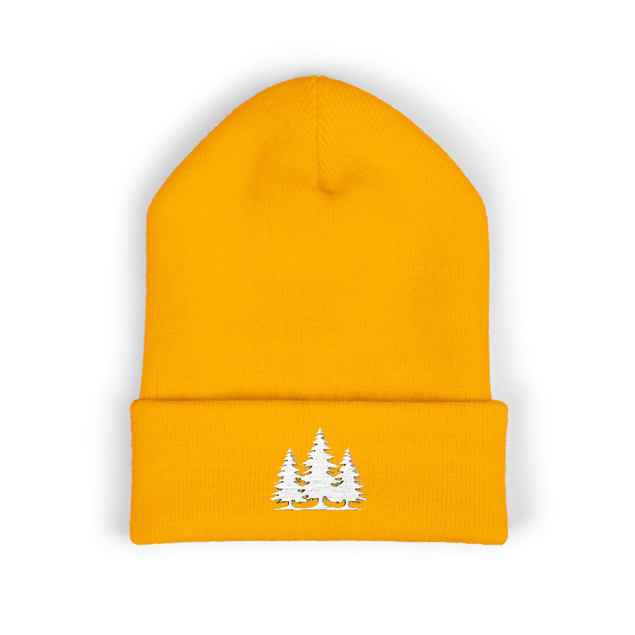 Embroidered Classic Cuffed Beanie with White Trees