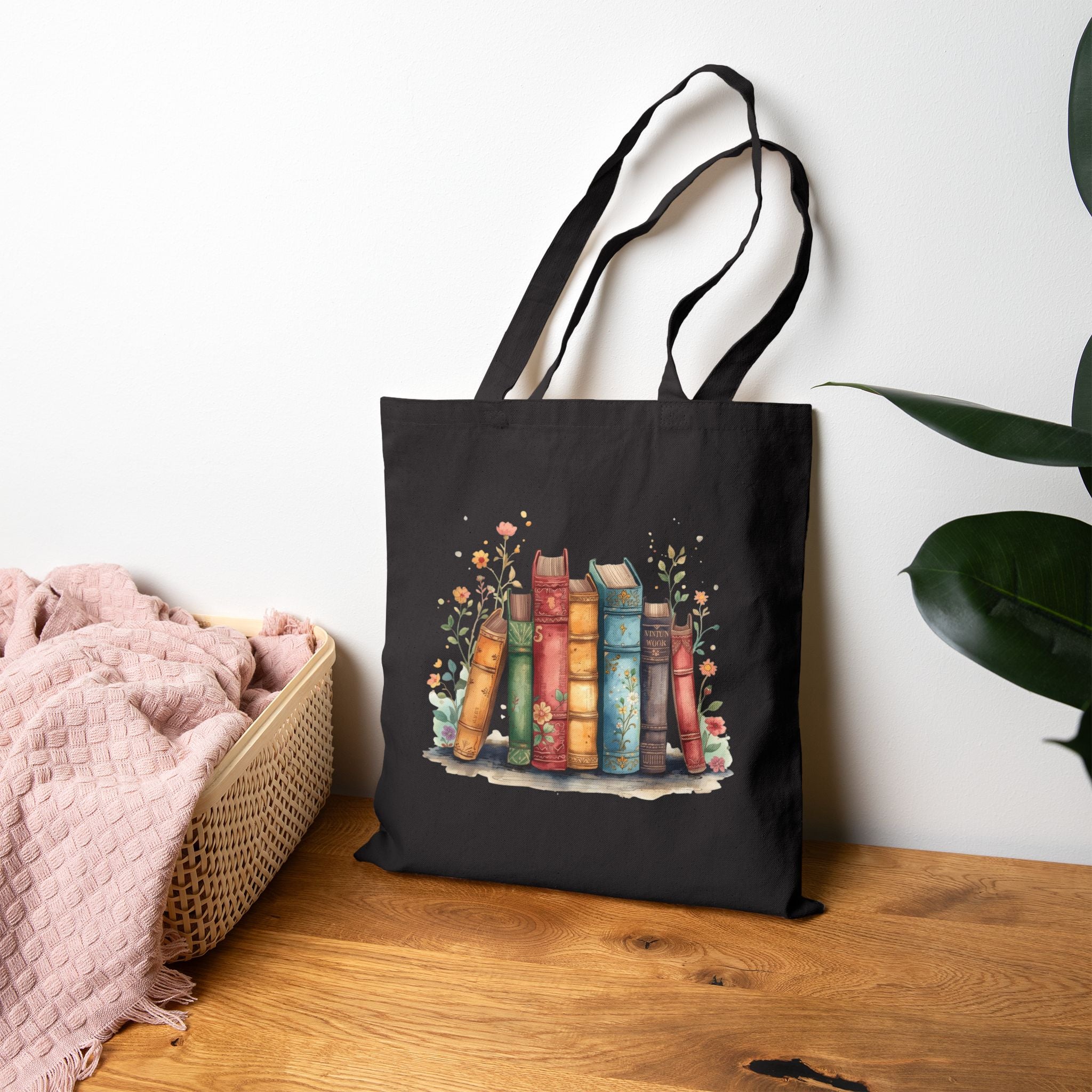 Canvas Tote Bag - Watercolor Vintage Book Design
