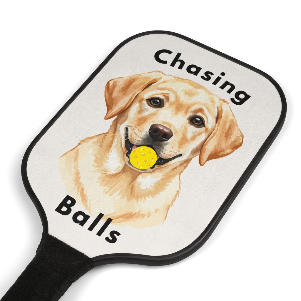 Pickleball Paddle Set "Chasing Balls" Dog Design