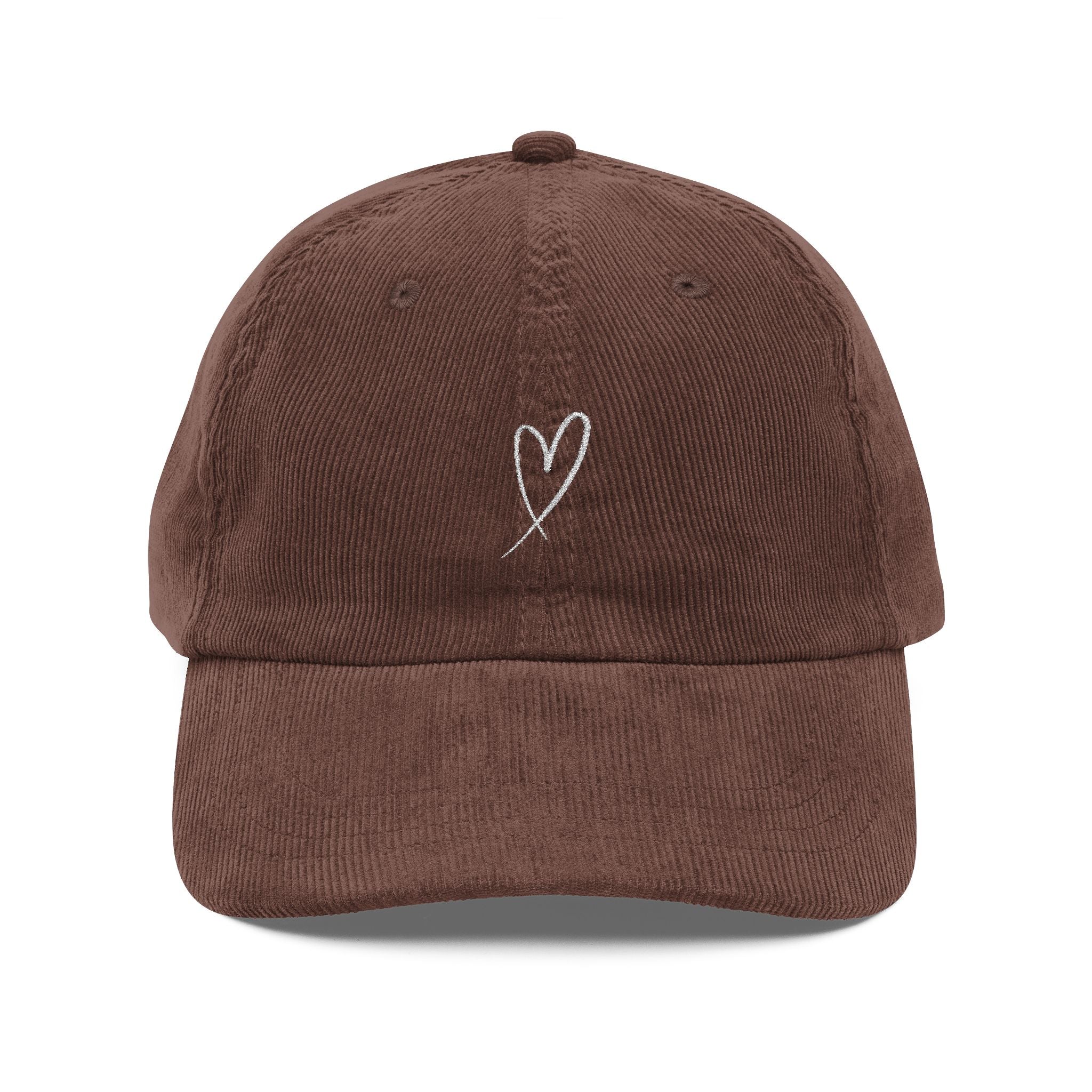 Vintage Corduroy Hat with Embroidered Heart