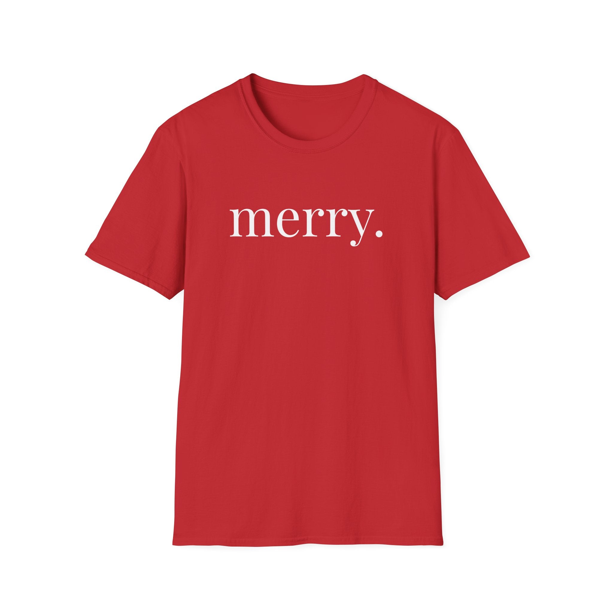 Merry. Soft Cotton T-shirt in Holiday Greens and Reds