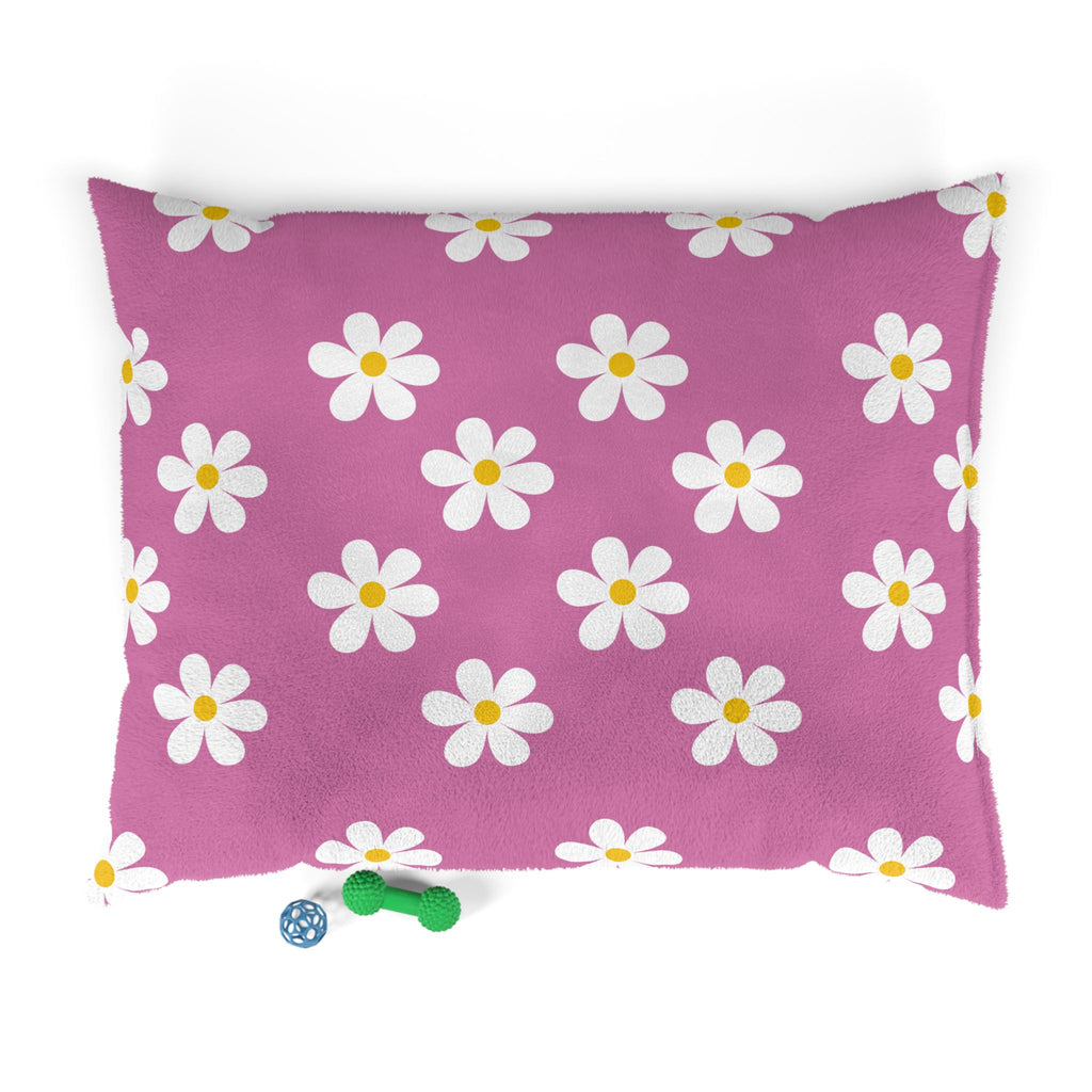 Floral Daisy Pink Pet Bed — Soft Cozy Cushion for Small Dogs & Cats