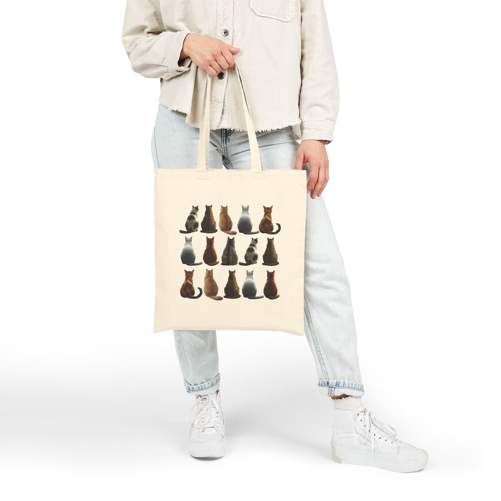 Canvas Tote Bag with Cat Print