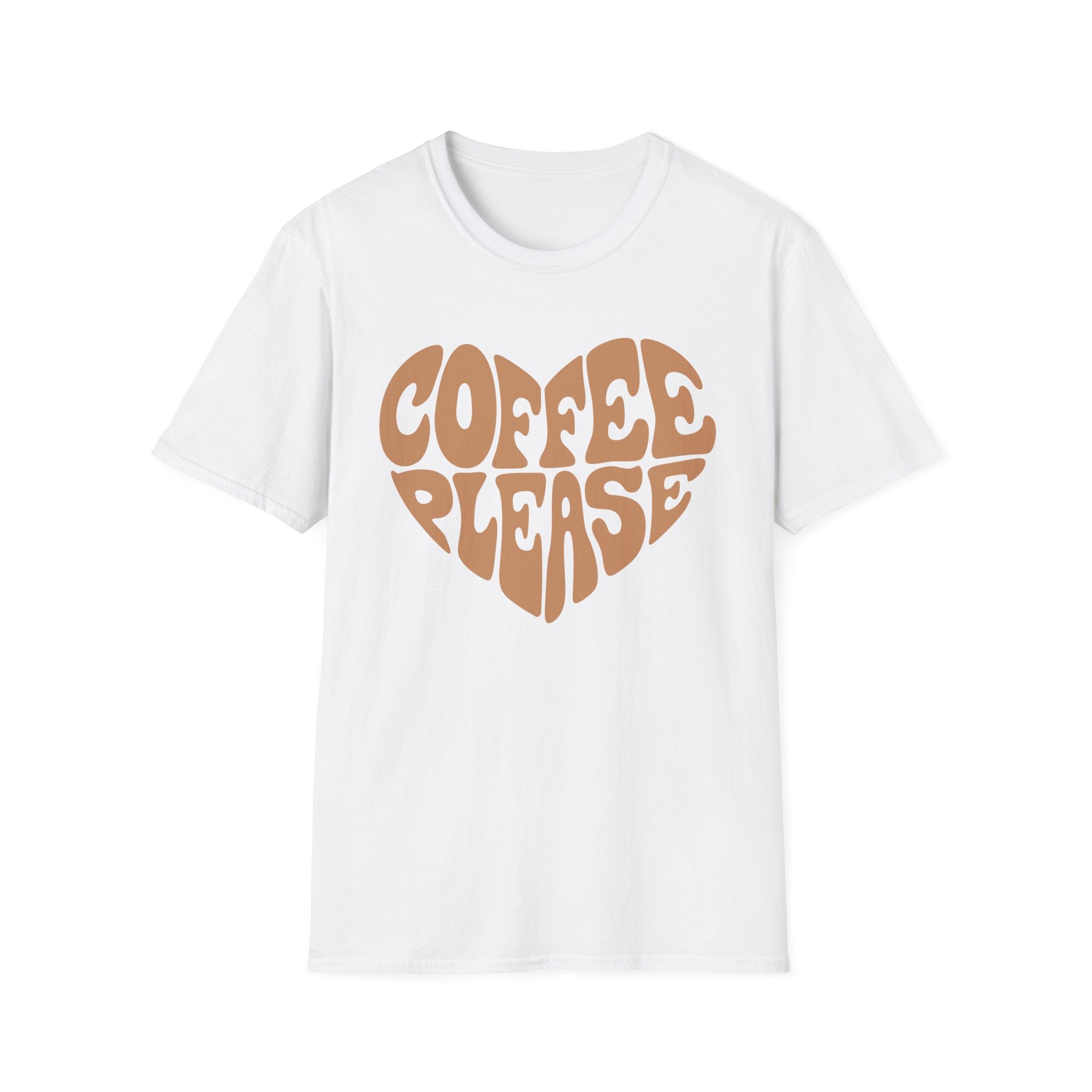 Coffee Please Heart T-Shirt | Retro Brown Typography Tee for Coffee Lovers