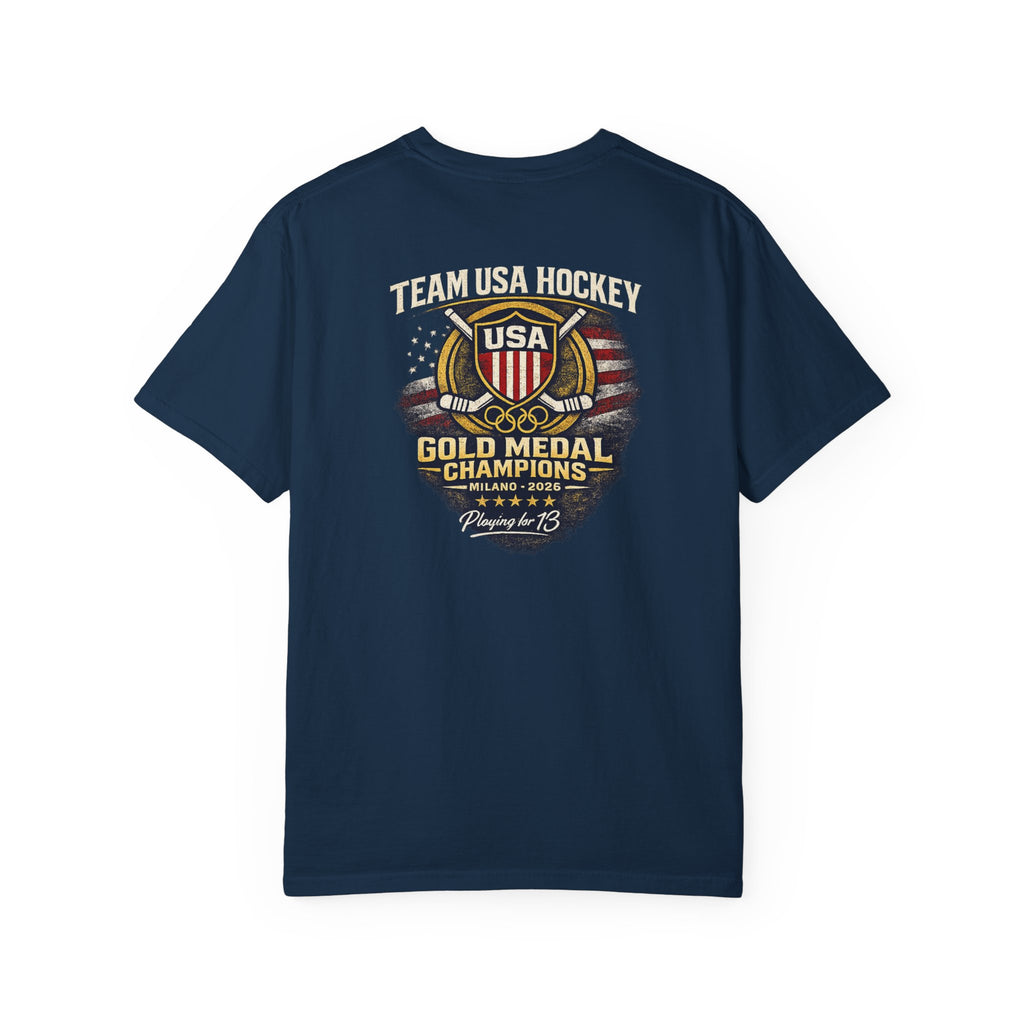 USA Hockey Gold Champions T-Shirt | Comfort Colors 1717 Tee