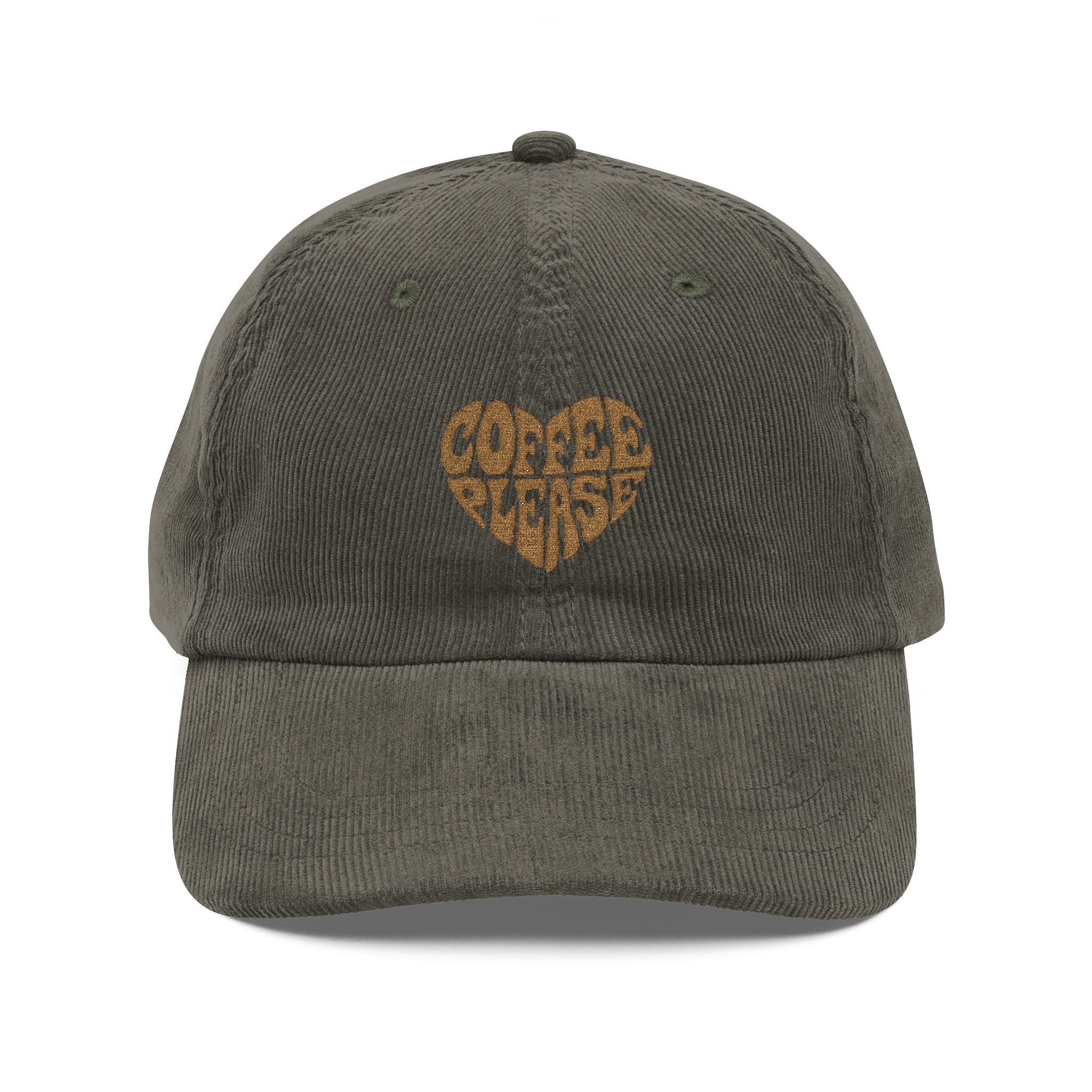 Coffee Please Retro Heart Corduroy Hat