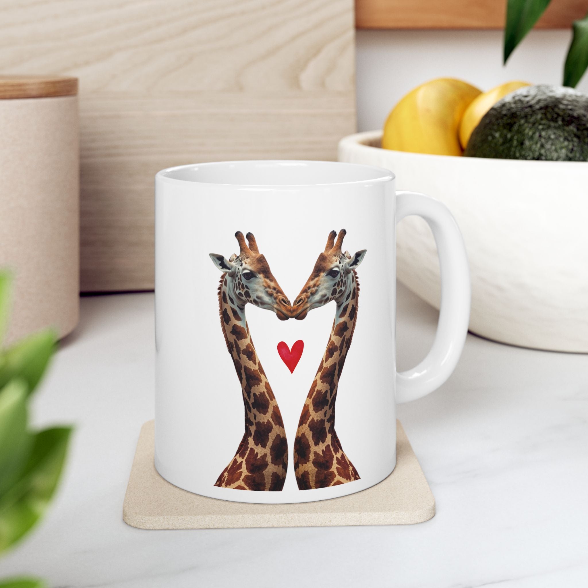 Giraffe Love Ceramic Mug — Cute Safari Animal Coffee Cup 11oz