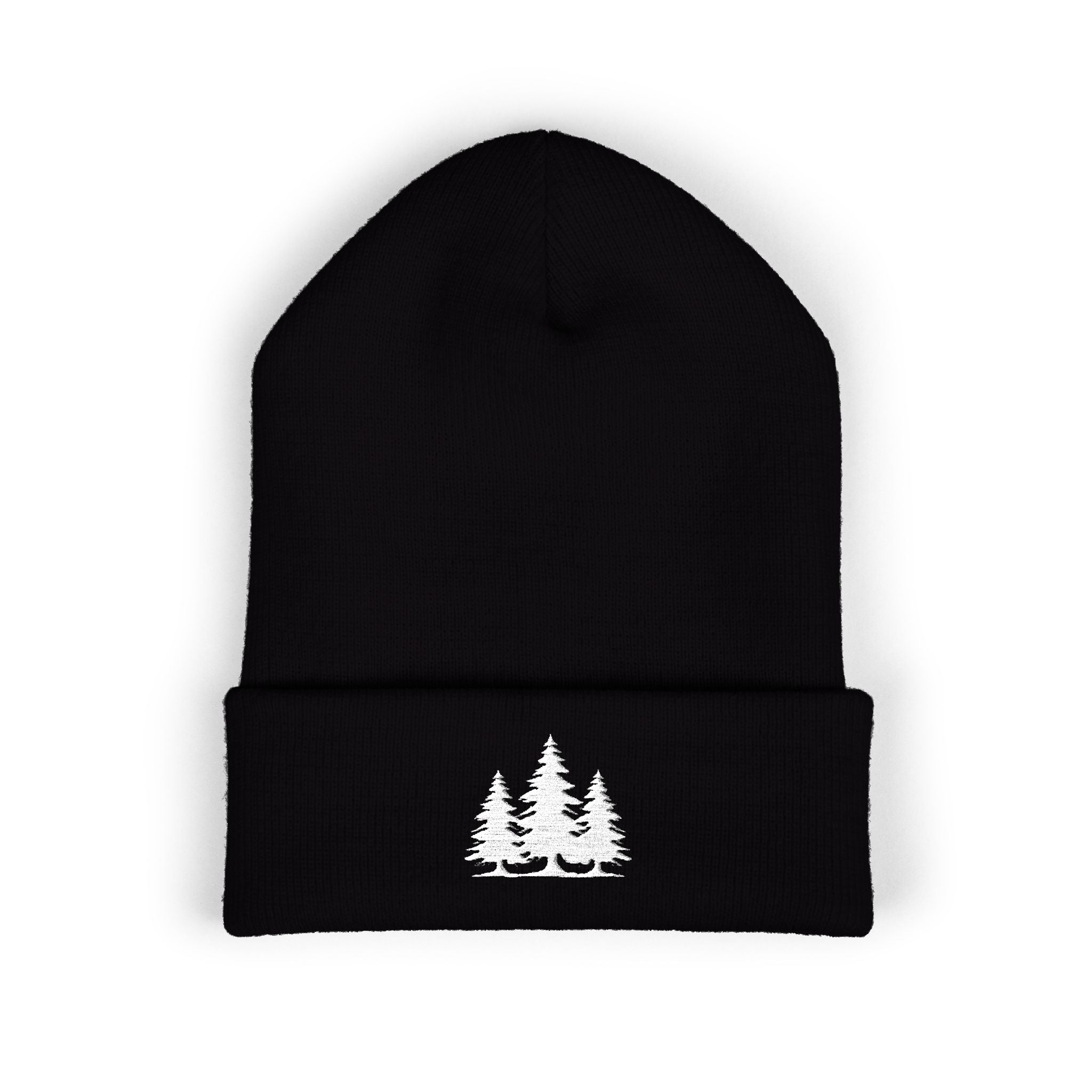 Embroidered Classic Cuffed Beanie with White Trees