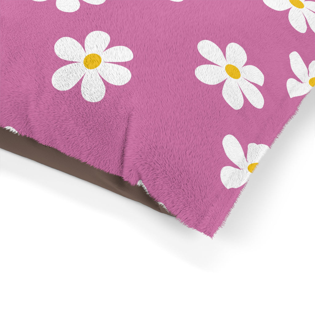 Floral Daisy Pink Pet Bed — Soft Cozy Cushion for Small Dogs & Cats