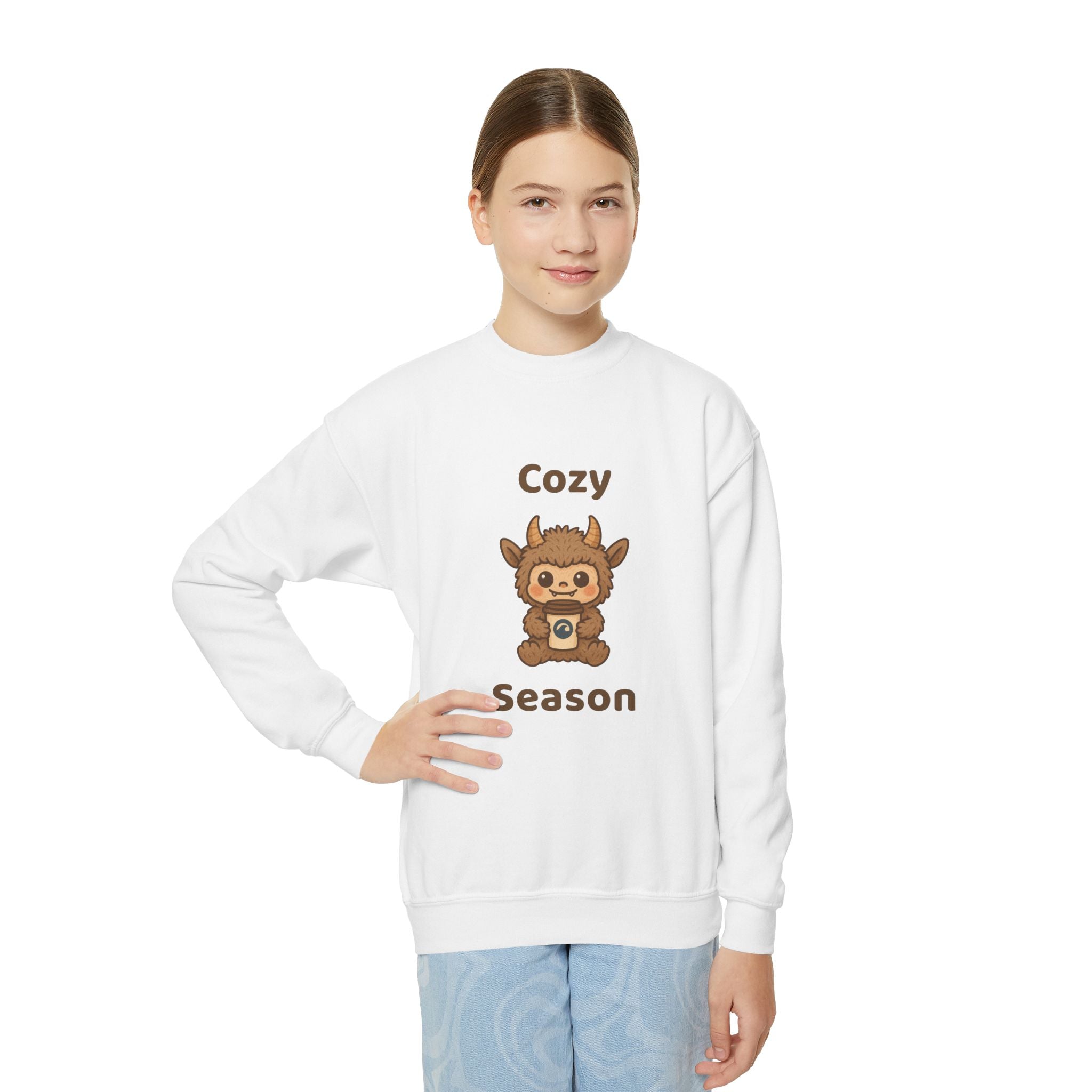 Cozy Season Furry Monster Youth Crewneck Sweatshirt