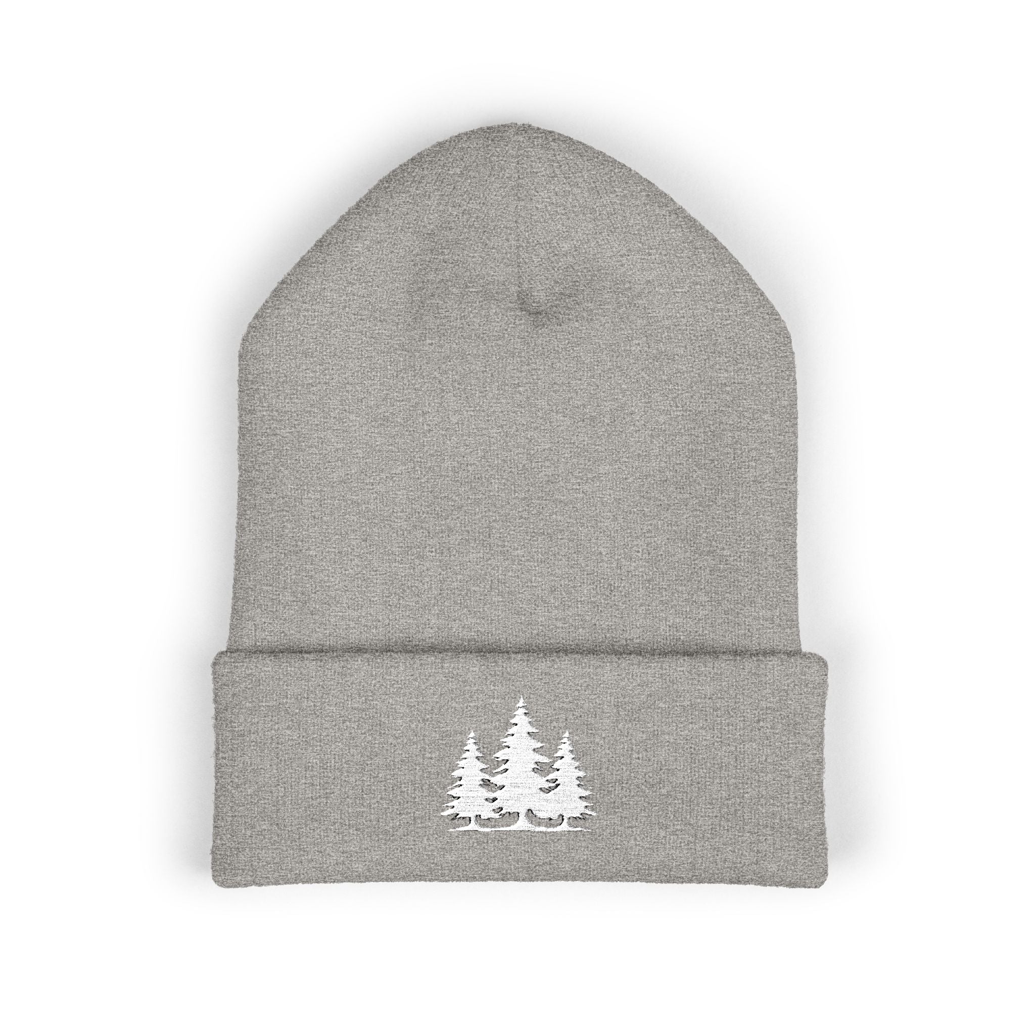 Embroidered Classic Cuffed Beanie with White Trees