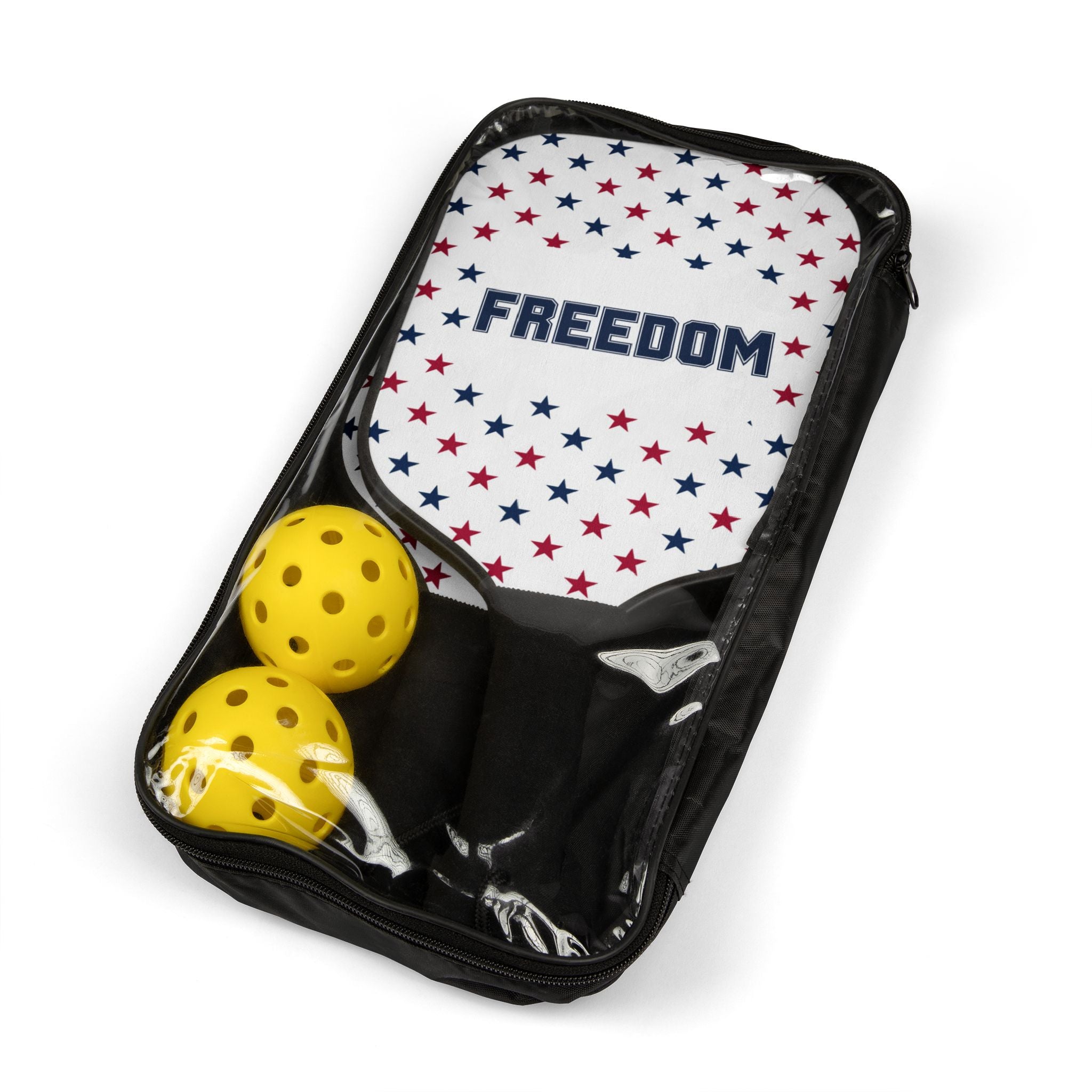 Patriotic Freedom Stars Pickleball Paddle Kit with Case and Balls