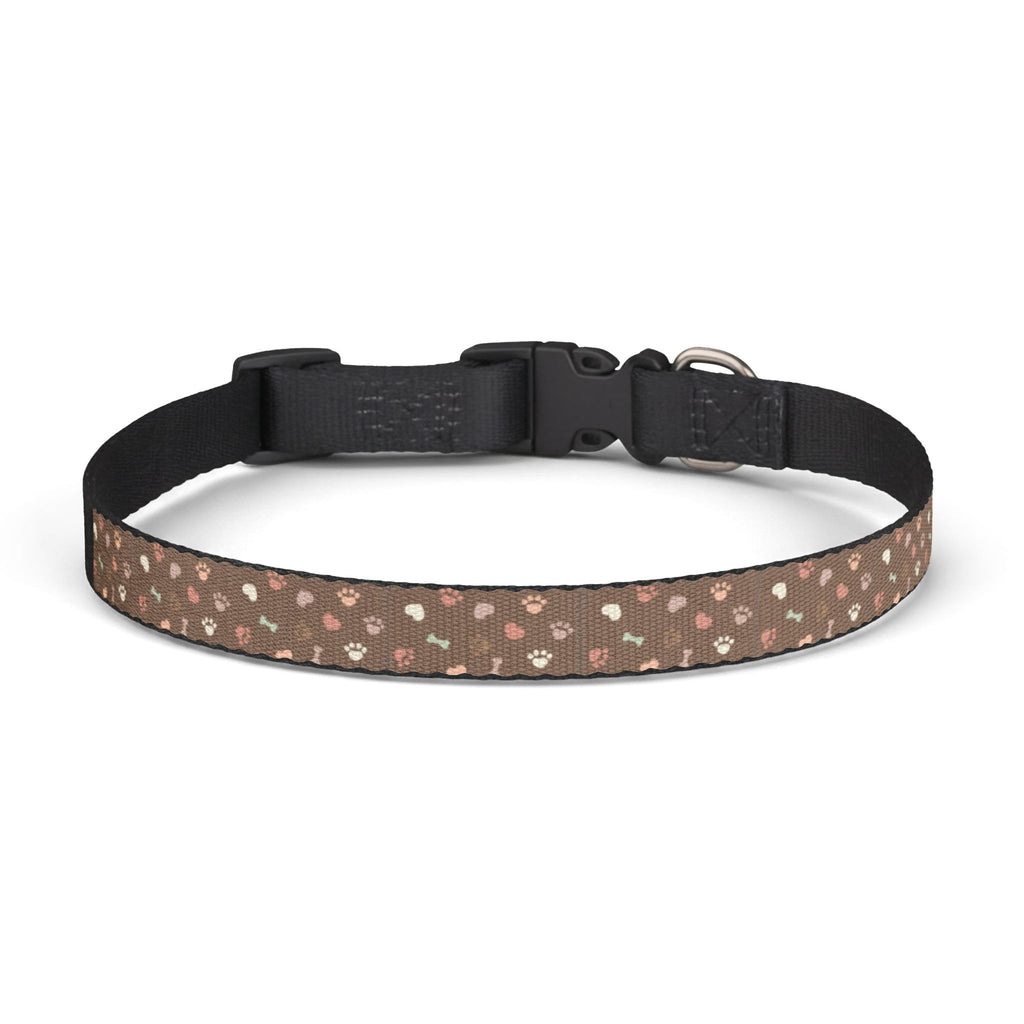 Clip-On Pet Collar –Brown Bone and Paw Print