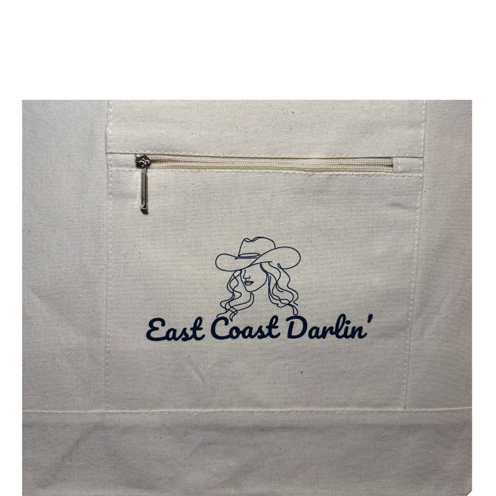 East Coast Darlin Canvas Tote Bag | Large Zippered Tote with Front Pocket