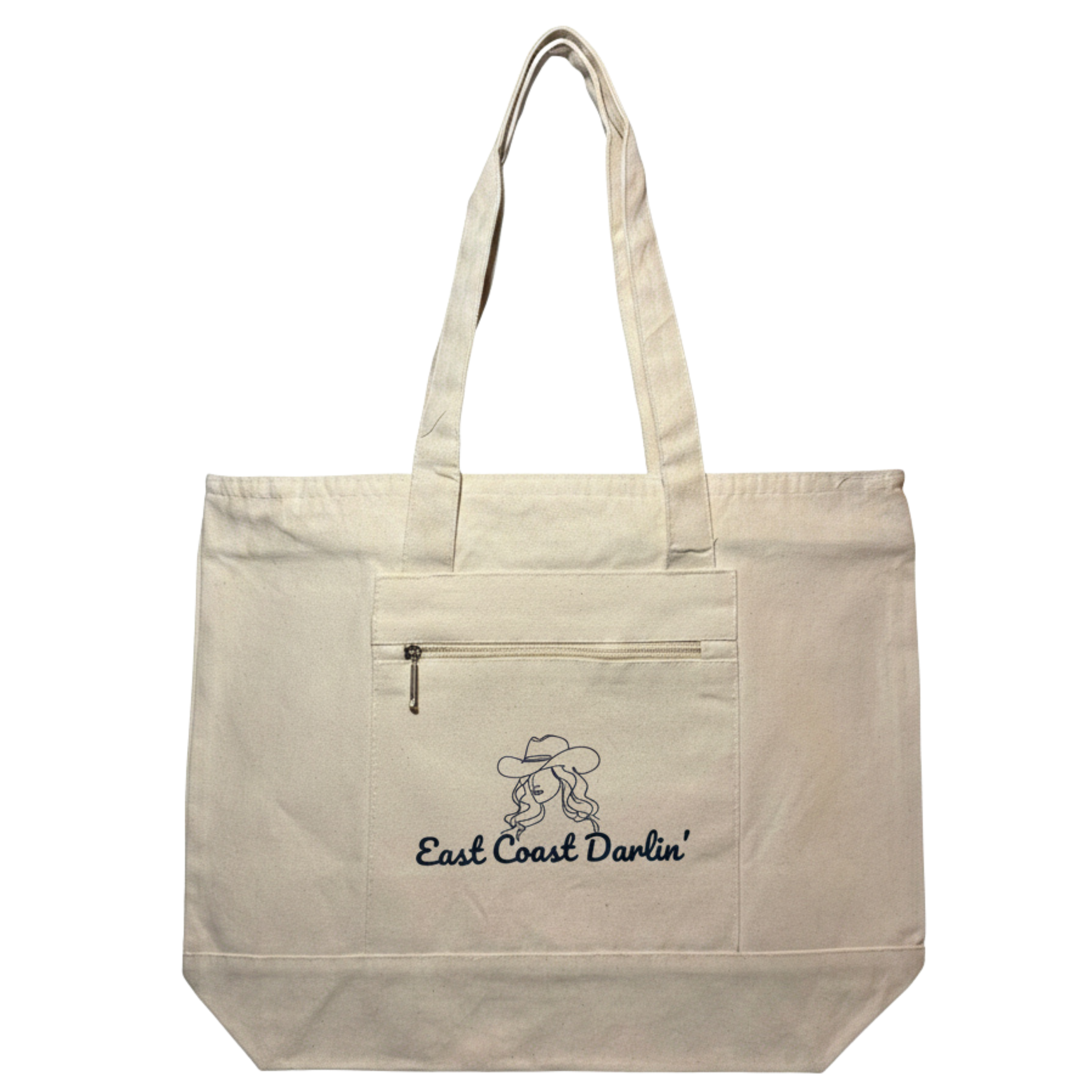East Coast Darlin Canvas Tote Bag | Large Zippered Tote with Front Pocket