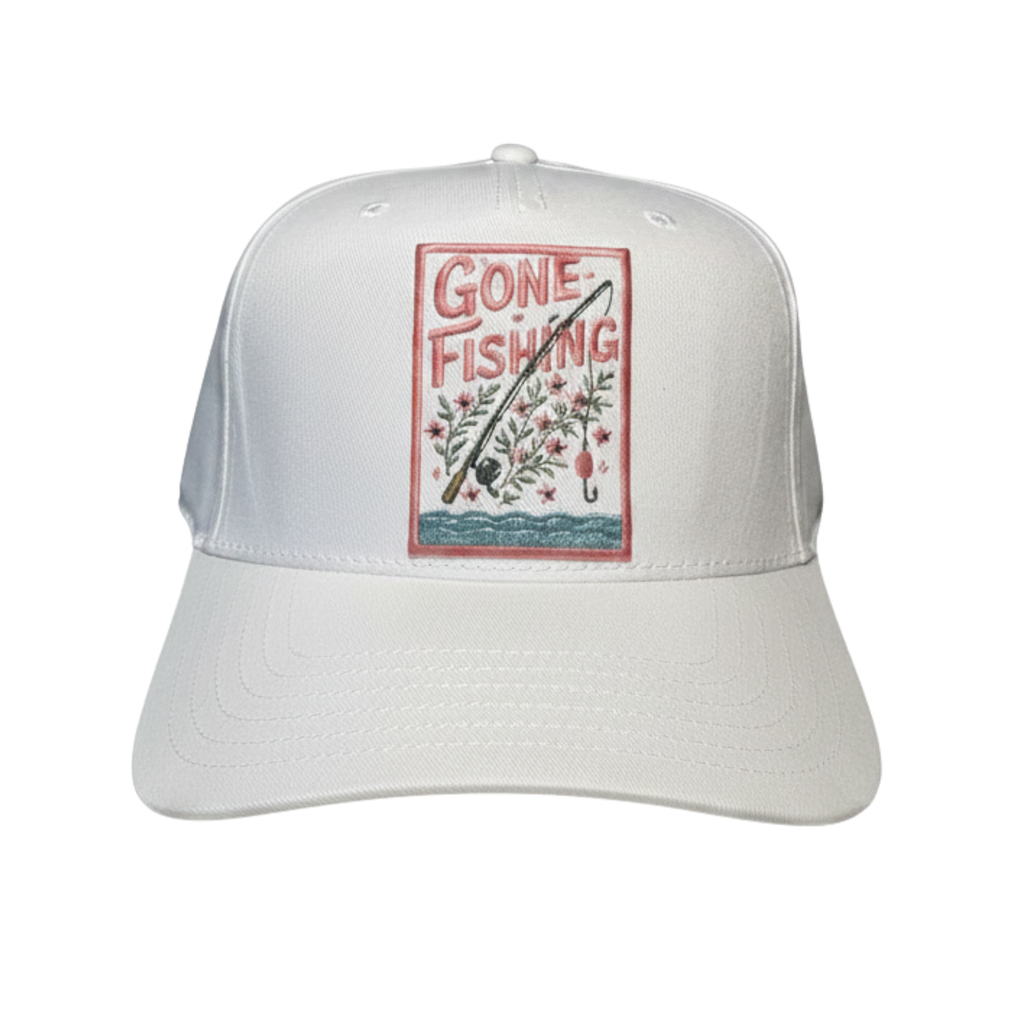 Gone Fishing Floral Patch Hat for Girls Who Fish