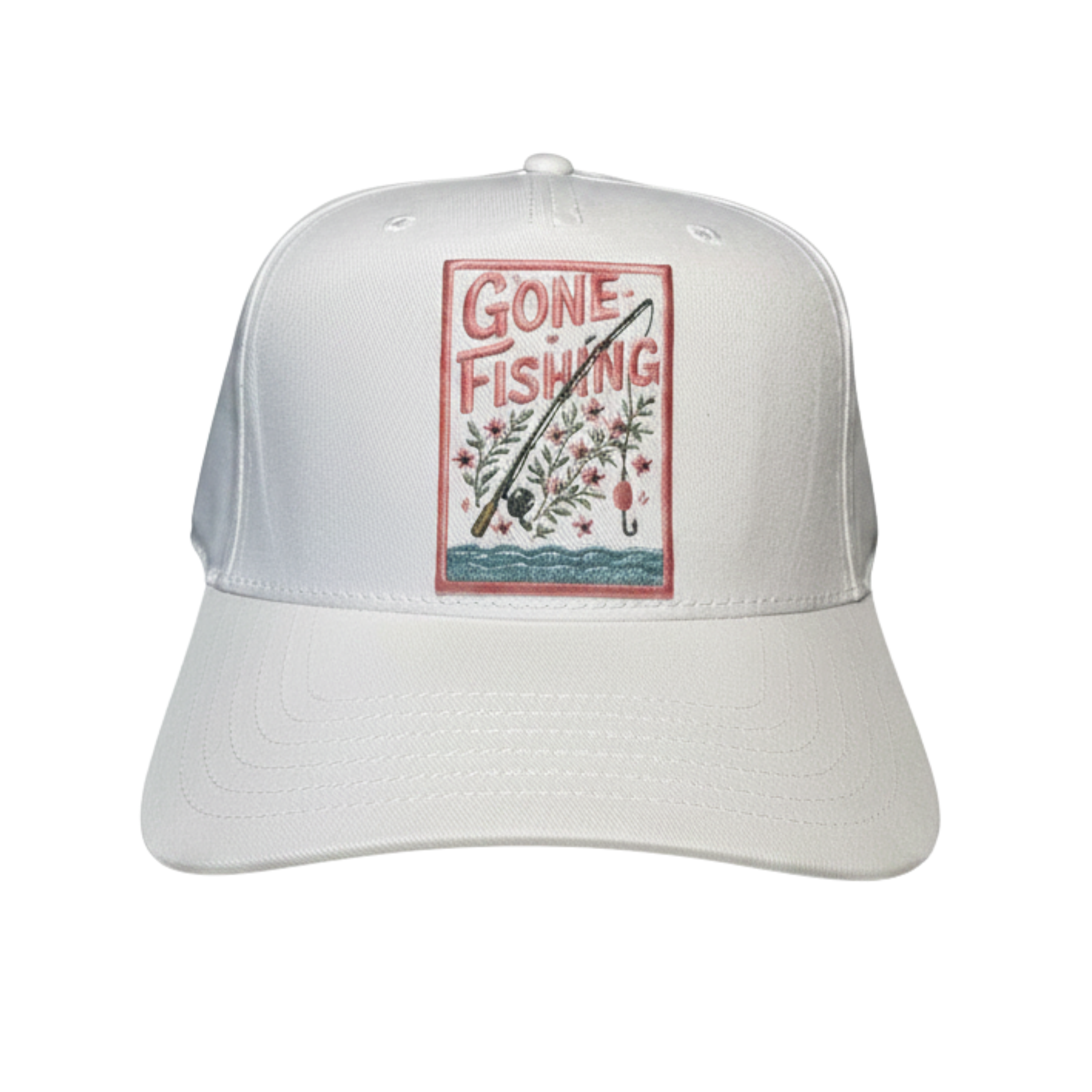 Gone Fishing Floral Patch Hat for Girls Who Fish
