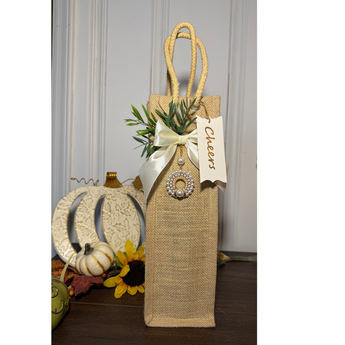 Decorative Jute Wine Gift Bag with Rope Handles | Choose Your Style