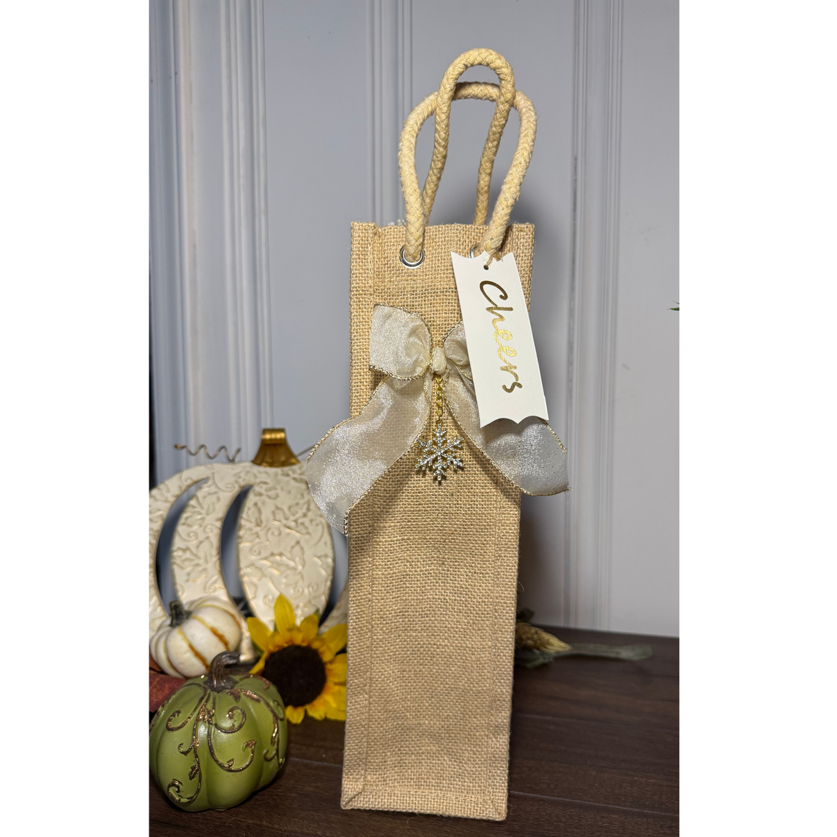 Decorative Jute Wine Gift Bag with Rope Handles | Choose Your Style