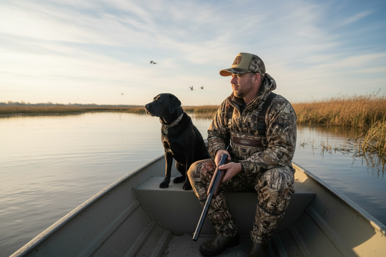 Duck Hunting Dog Leather Patch Rope Hat | Camo