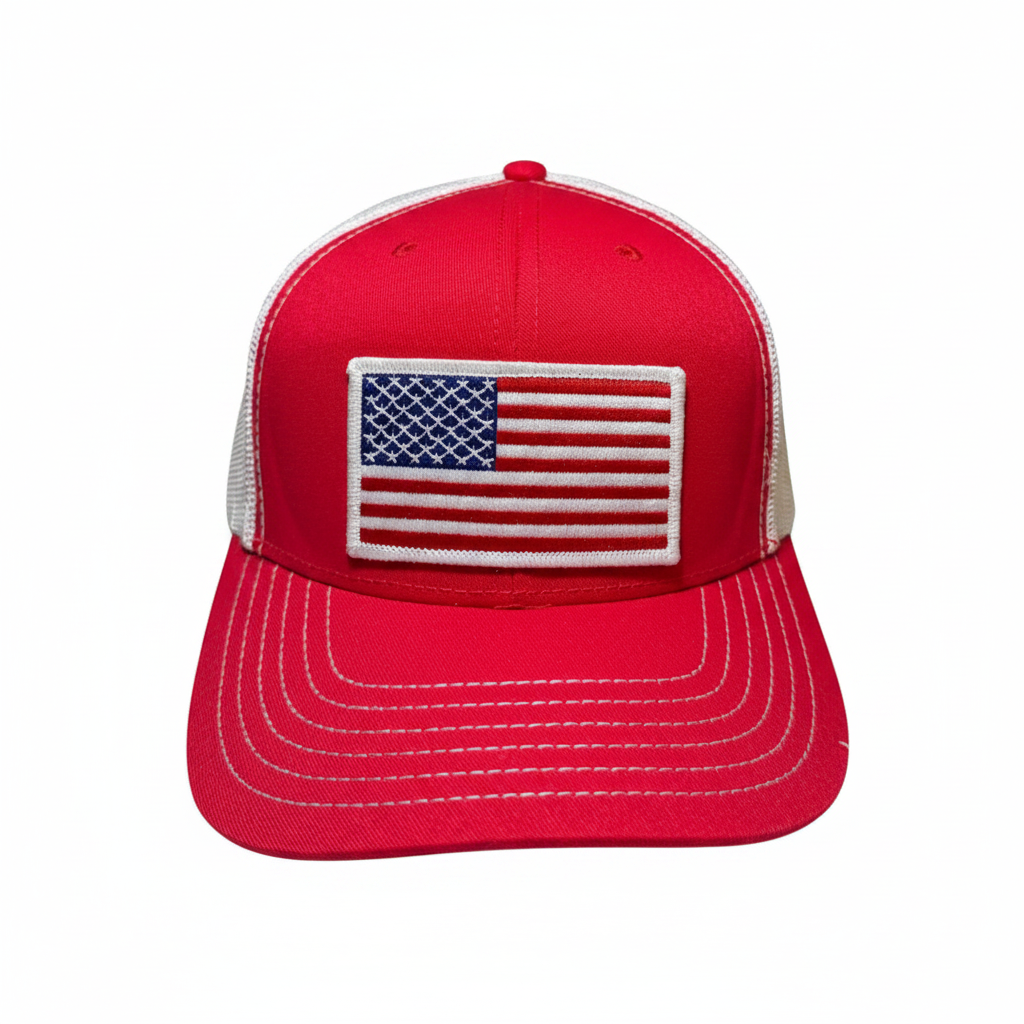 Classic American Flag Embroidered Patch Trucker Hat
