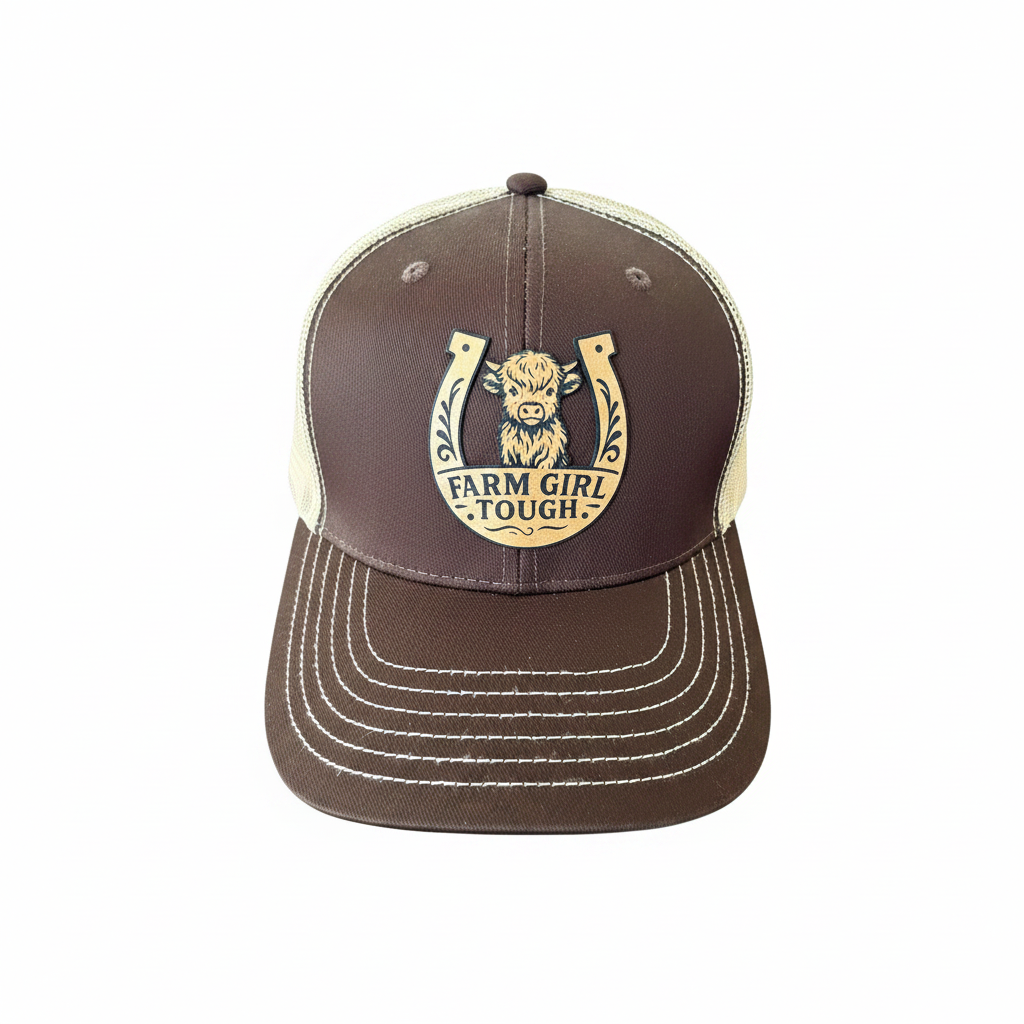 Farm Girl Tough Leather Patch Trucker Hat