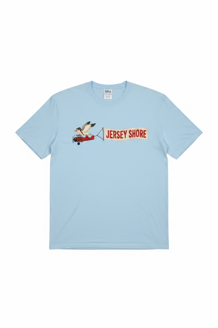 Jersey Shore Seagull Banner Tee | Port & Company Beach Wash Garment-Dyed T-Shirt