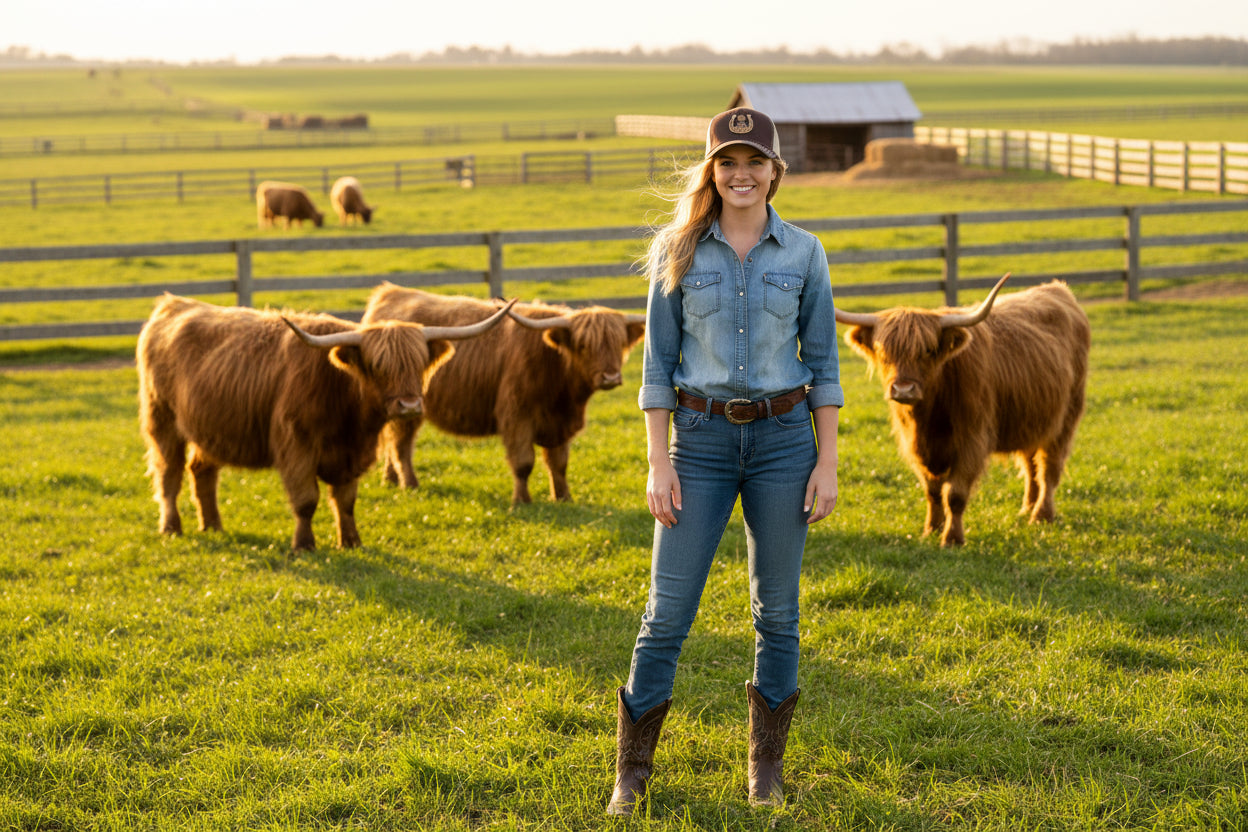 Farm Girl Tough Leather Patch Trucker Hat