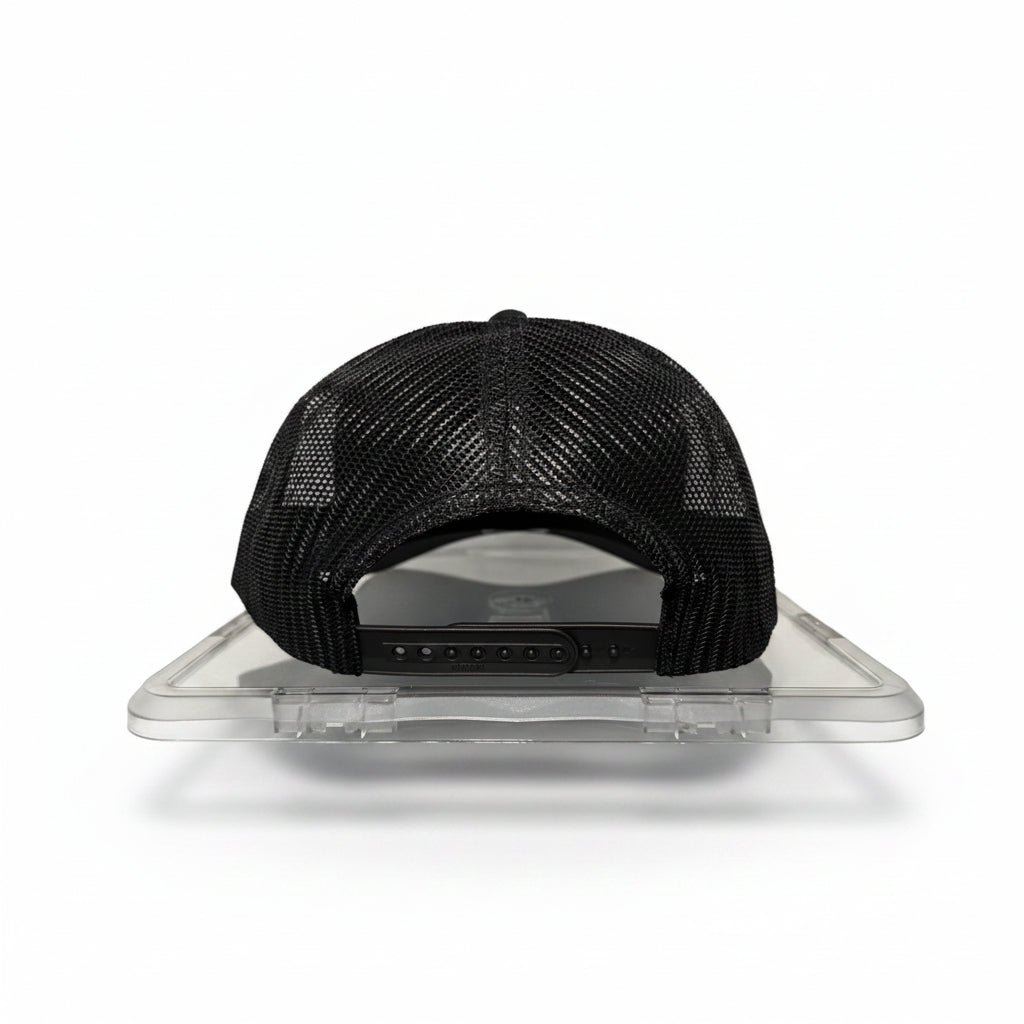 Thin Blue Line Flag Hat | Black Mid Profile Mesh Back Snapback Hat