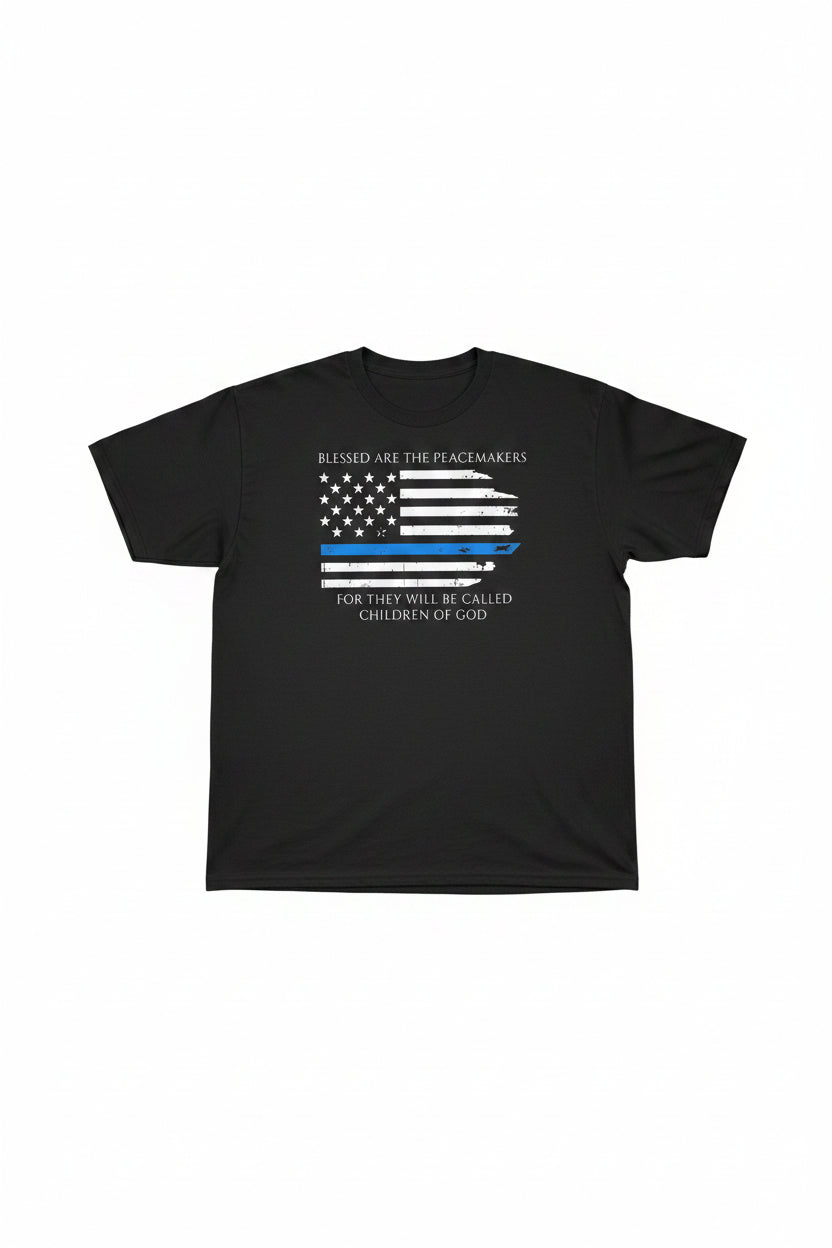 Blessed Are the Peacemakers Thin Blue Line Flag