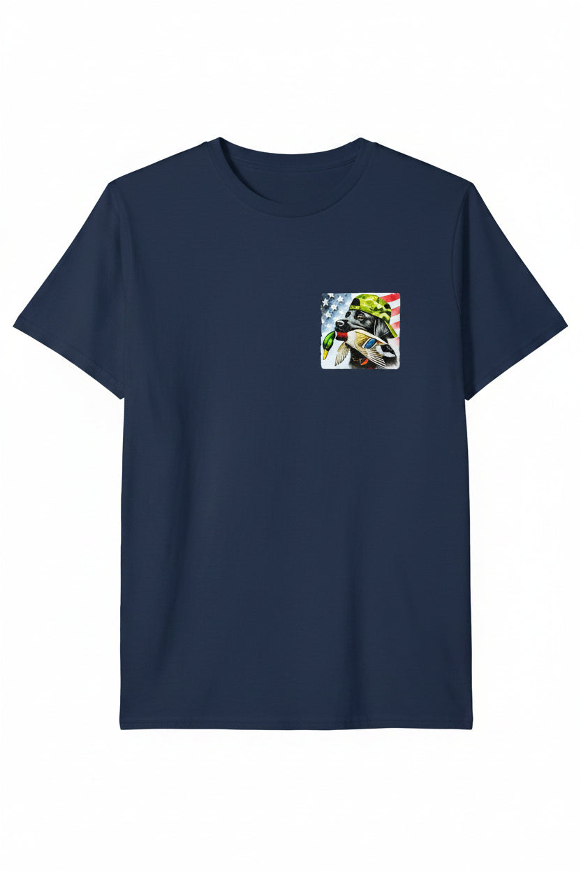 Duck Hunting Dog Patriotic Flag T-Shirt