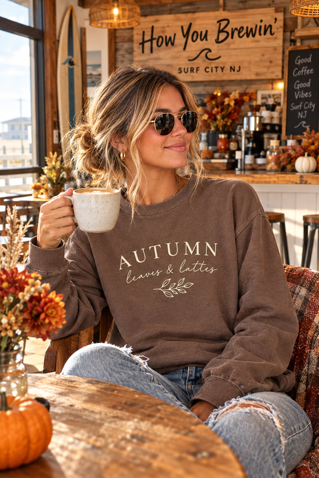 Autumn Leaves and Lattes | Comfort Comfort Colors Long Sleeve T-Shirt
