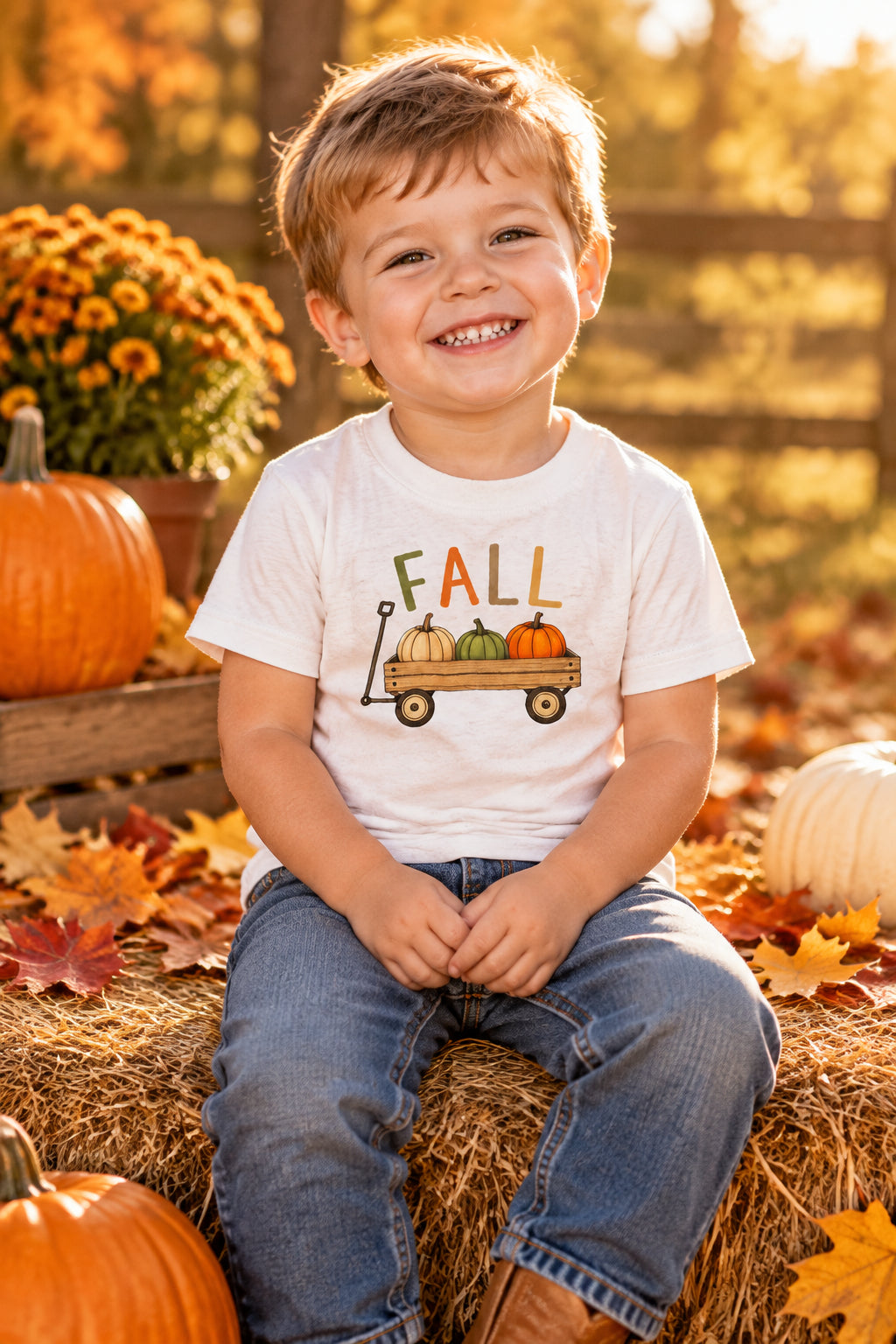 Fall Pumpkin Wagon Infant and Toddler T-Shirt